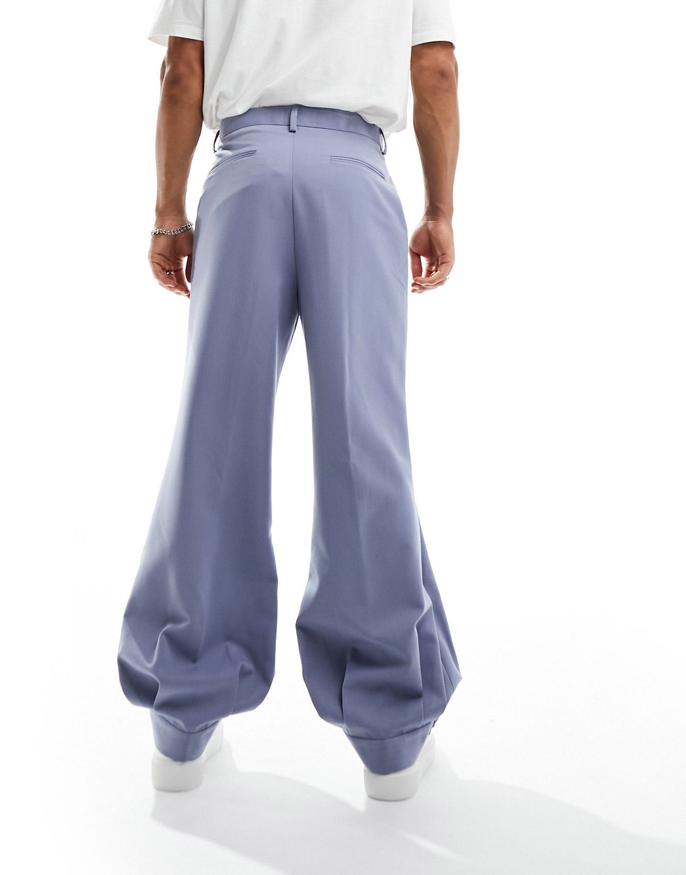 ASOS DESIGN oversized balloon smart trousers with button cuff in dusty blue