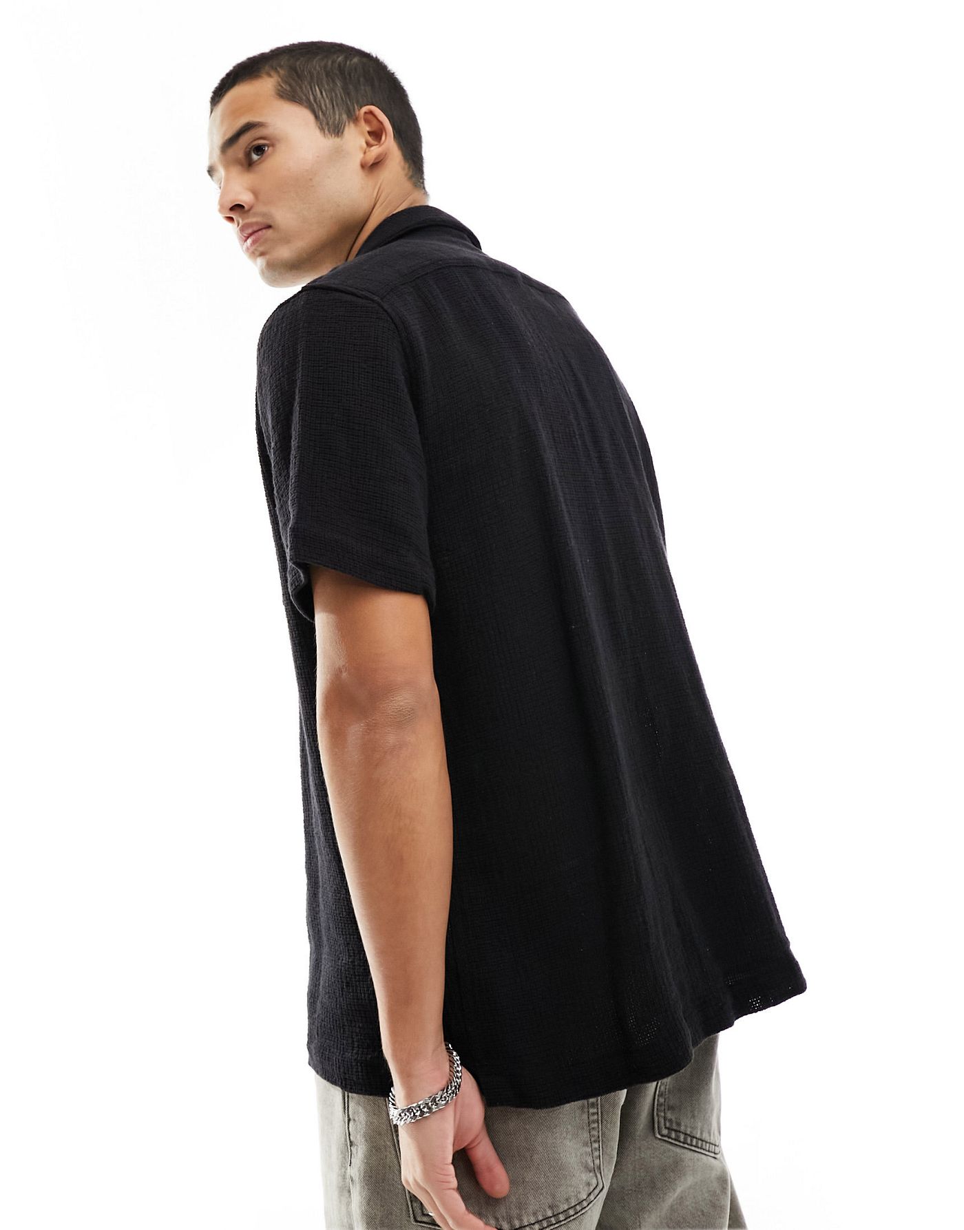 Cotton:On Palma short sleeve shirt in black