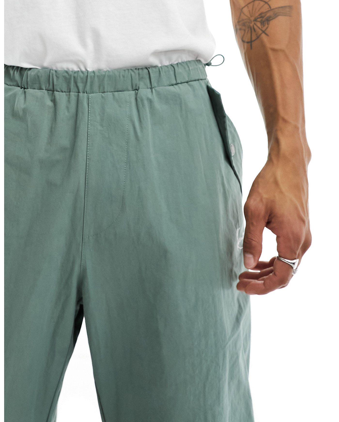 Karl Kani signature straight leg cargo trousers in dusty green