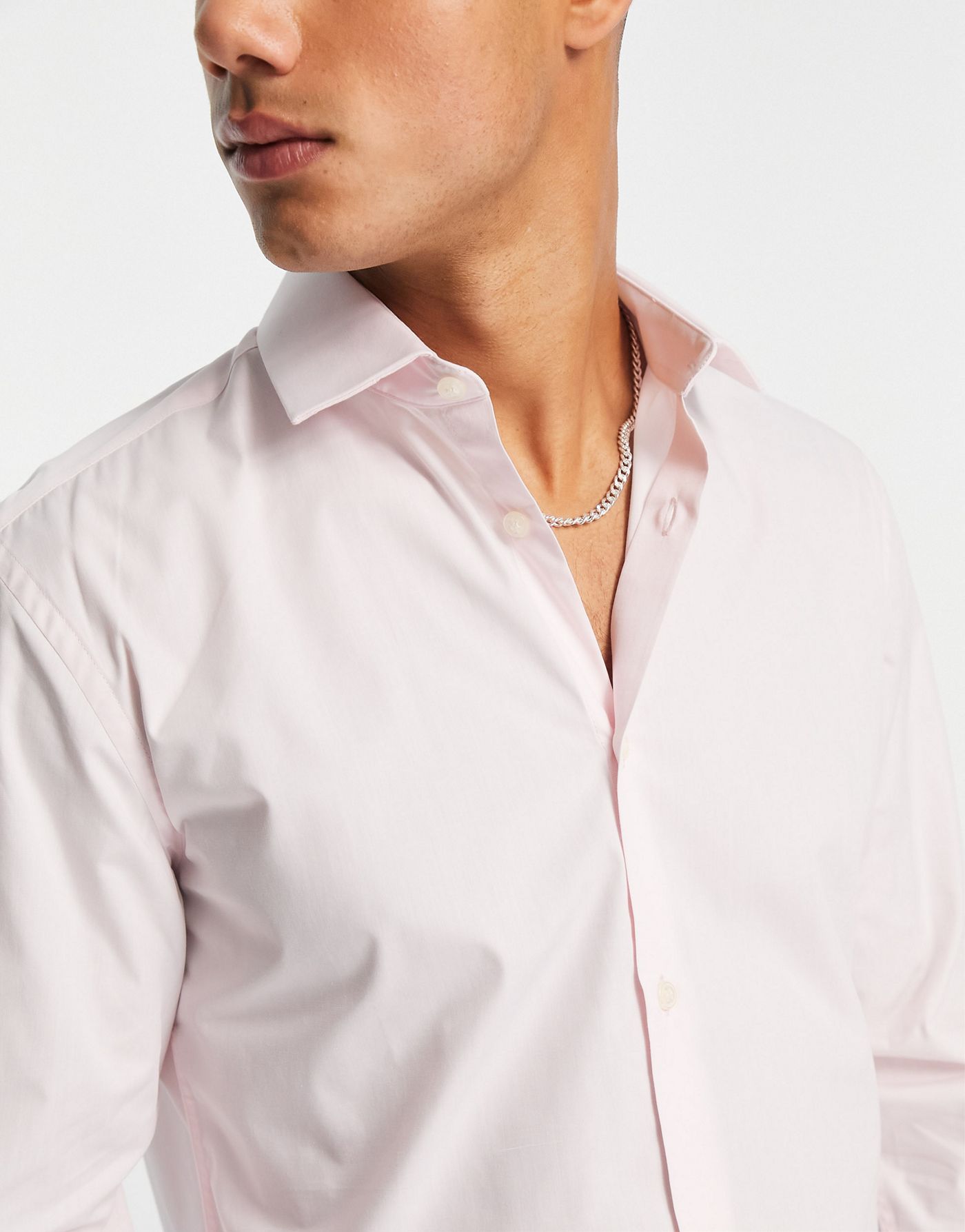 French Connection slim formal long sleeve shirt in pink