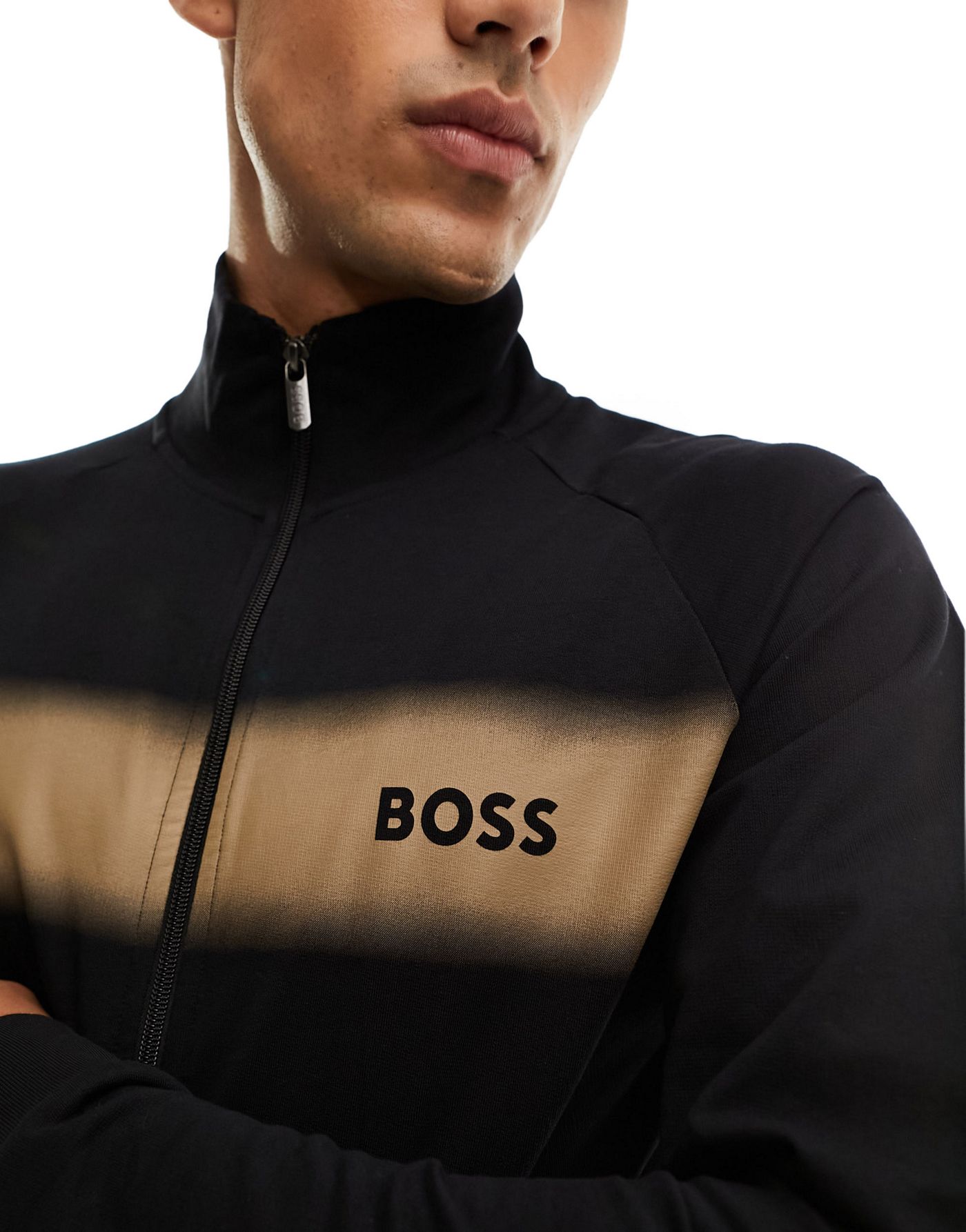Boss Bodywear authentic zip jacket with printed logo in black
