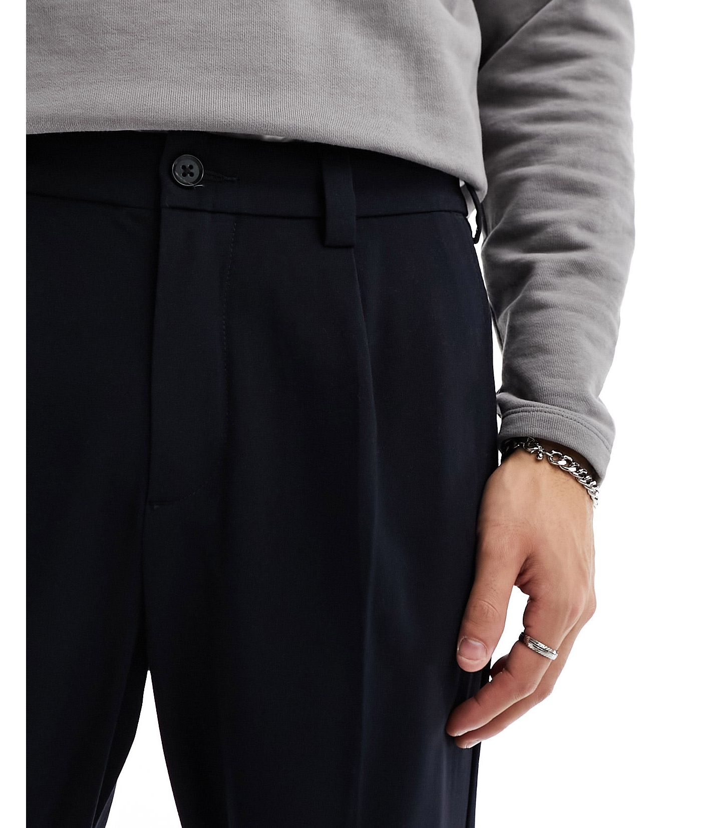Abercrombie & Fitch tailored loose fit smart trousers in black