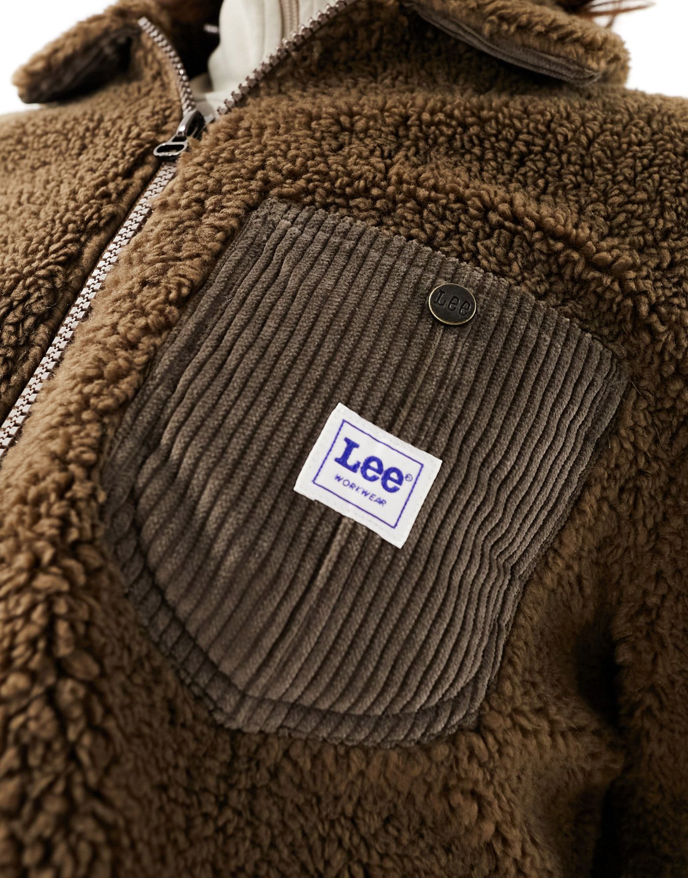 Lee borg sherpa harrington jacket in brown