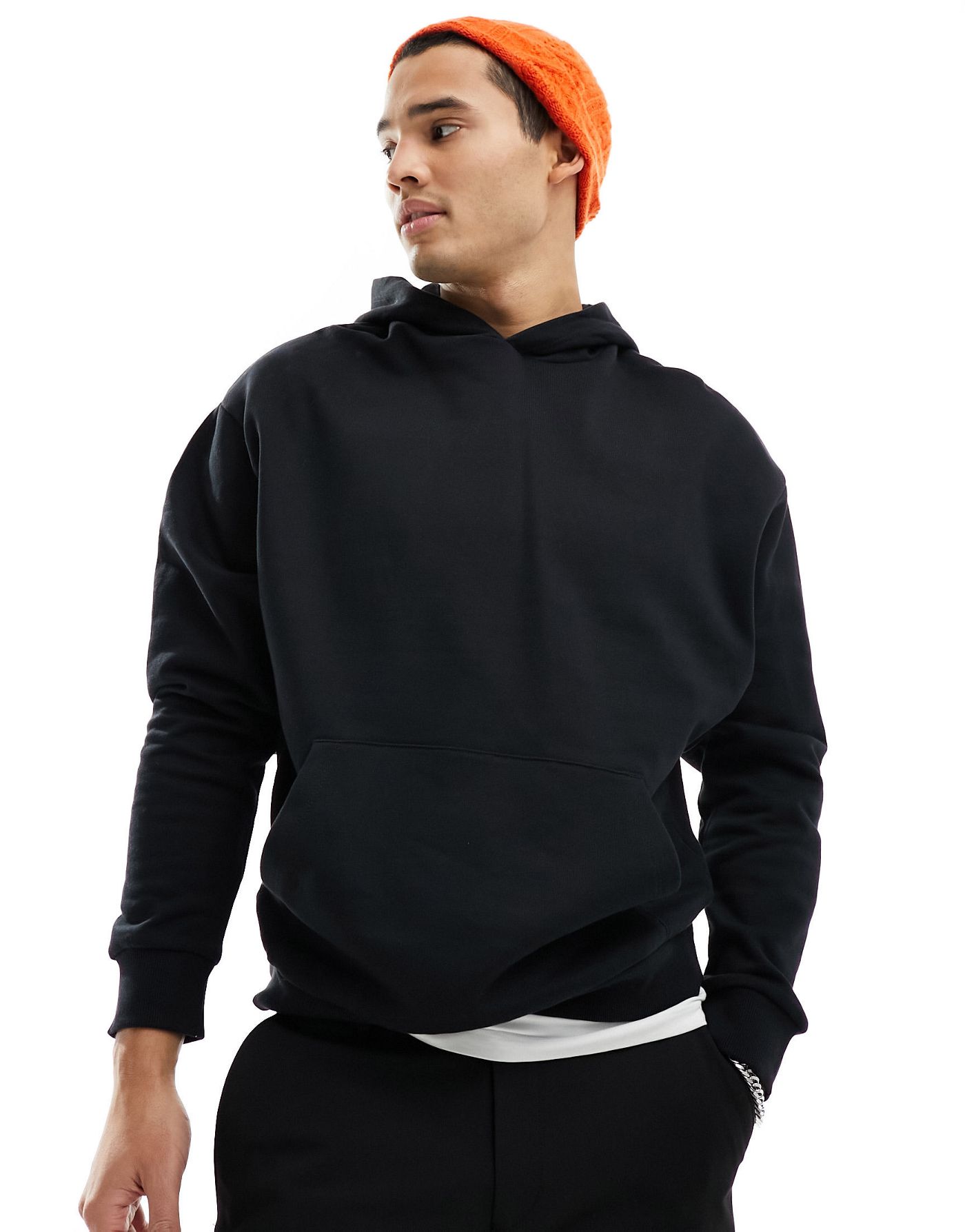 ASOS DESIGN oversized hoodie with large back print and hood embroidery in black