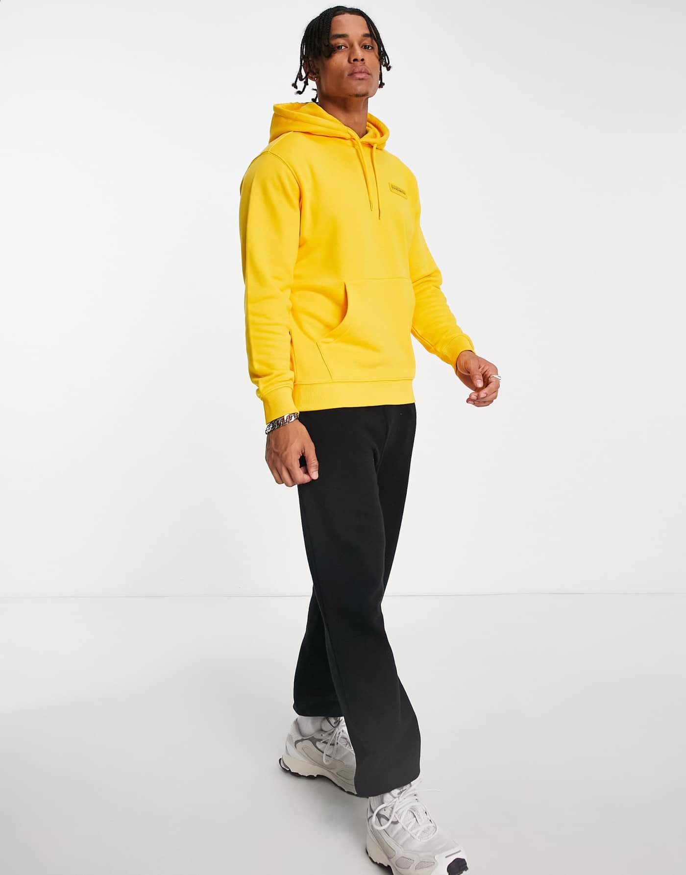 Napapijri b-morgex hoodie in yellow with patch logo