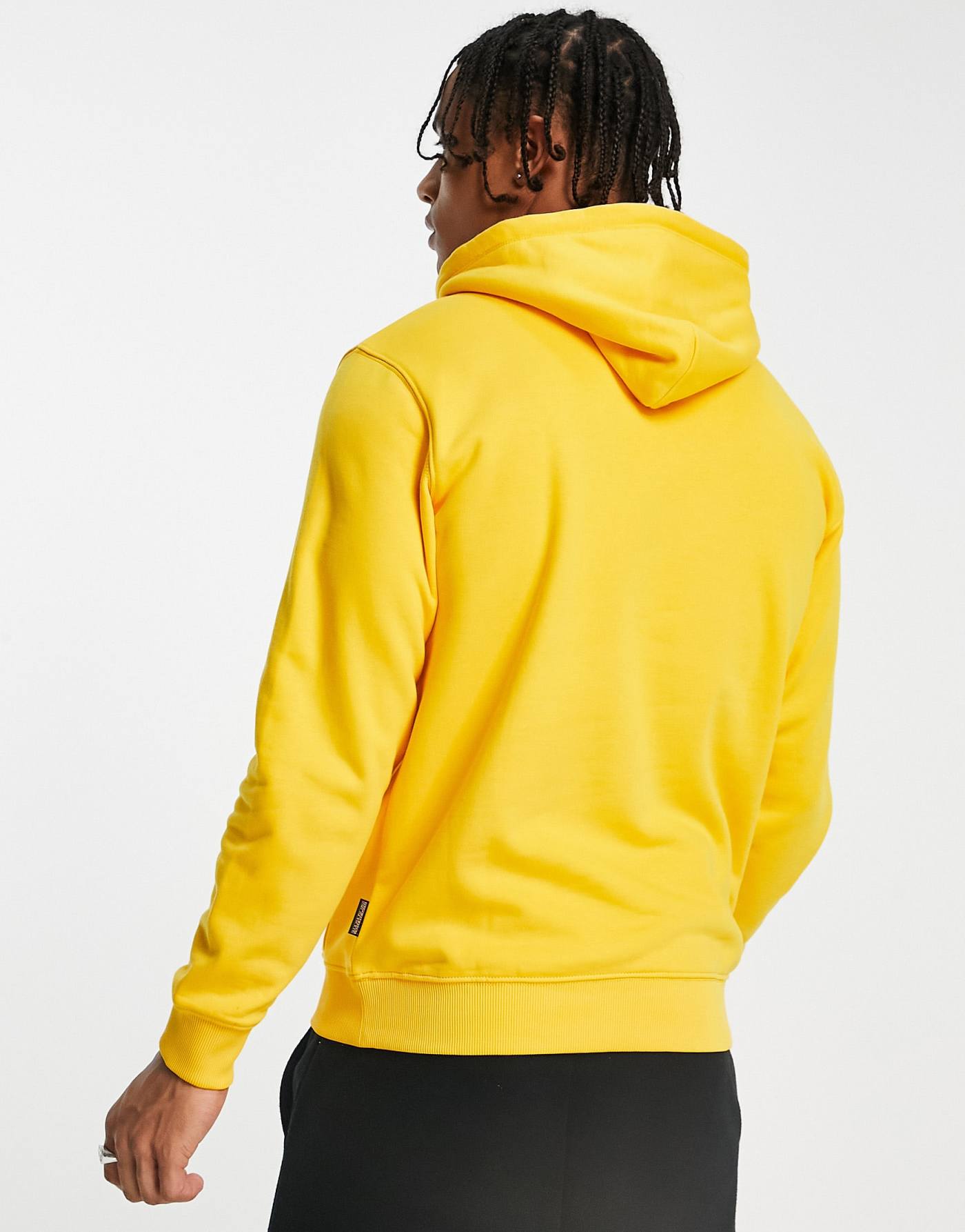 Napapijri b-morgex hoodie in yellow with patch logo