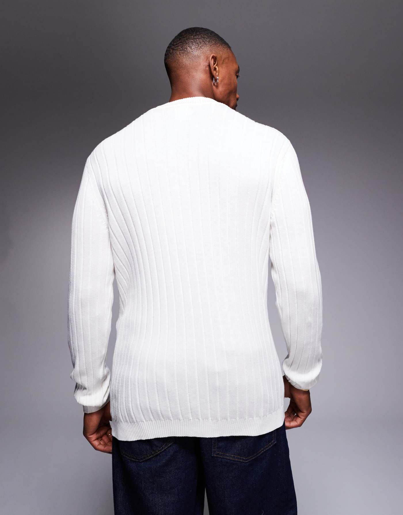 ASOS DESIGN essential muscle fit knitted rib turtle neck jumper in white