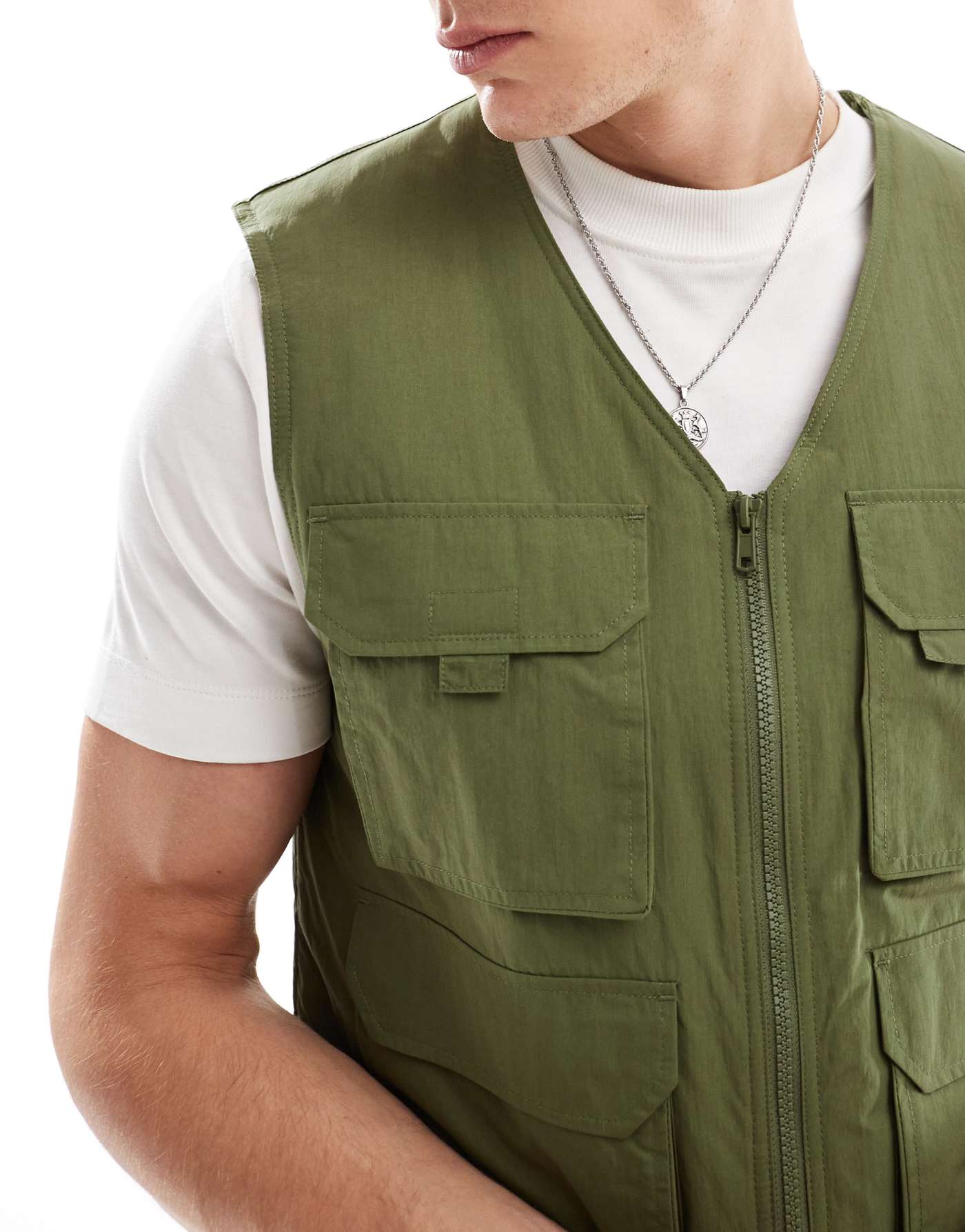 ASOS DESIGN utility gilet in khaki