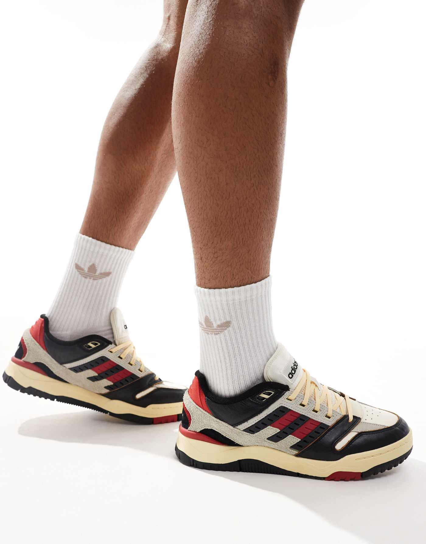 adidas Performance Torsion Phantom Low trainers in off white, black & red