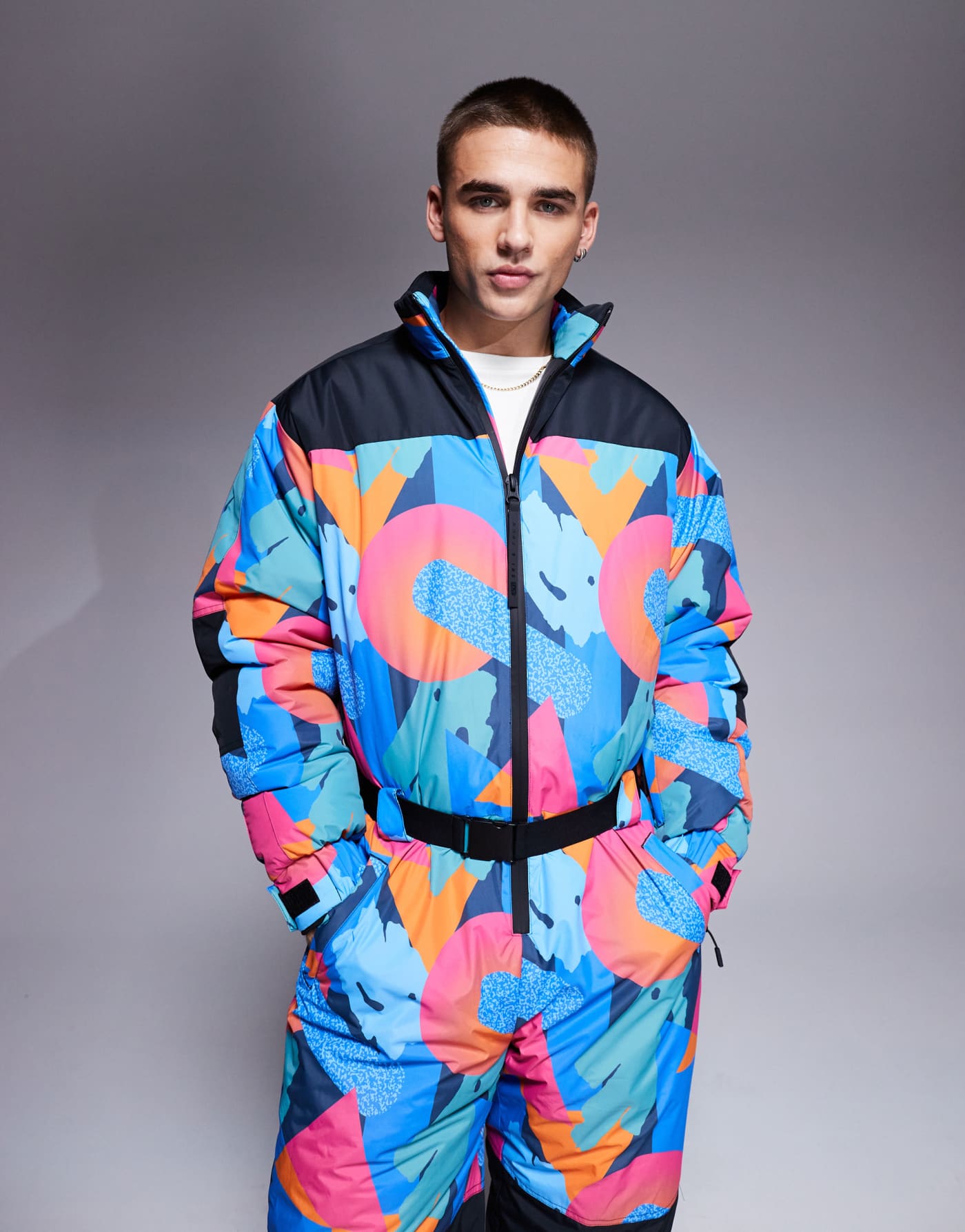 ASOS 4505 Ski water repellent insulated ski suit in retro 80s print