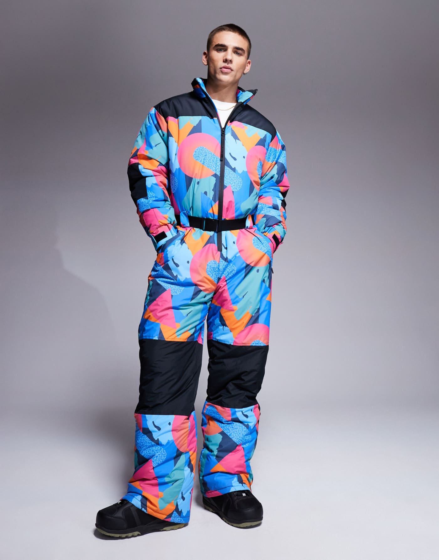 ASOS 4505 Ski water repellent insulated ski suit in retro 80s print