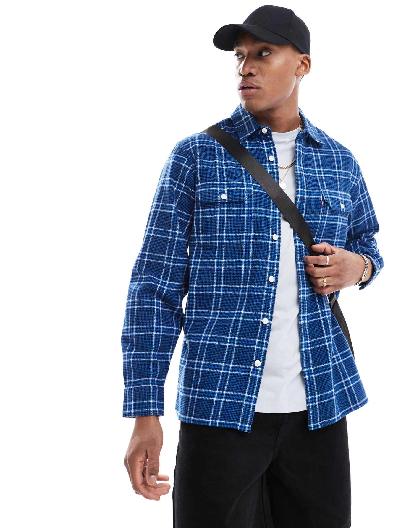 Levi's Jackson check worker shirt in mid blue