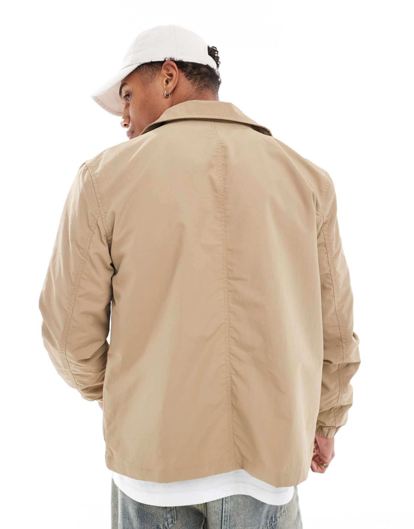 Brave Soul lightweight shacket in stone