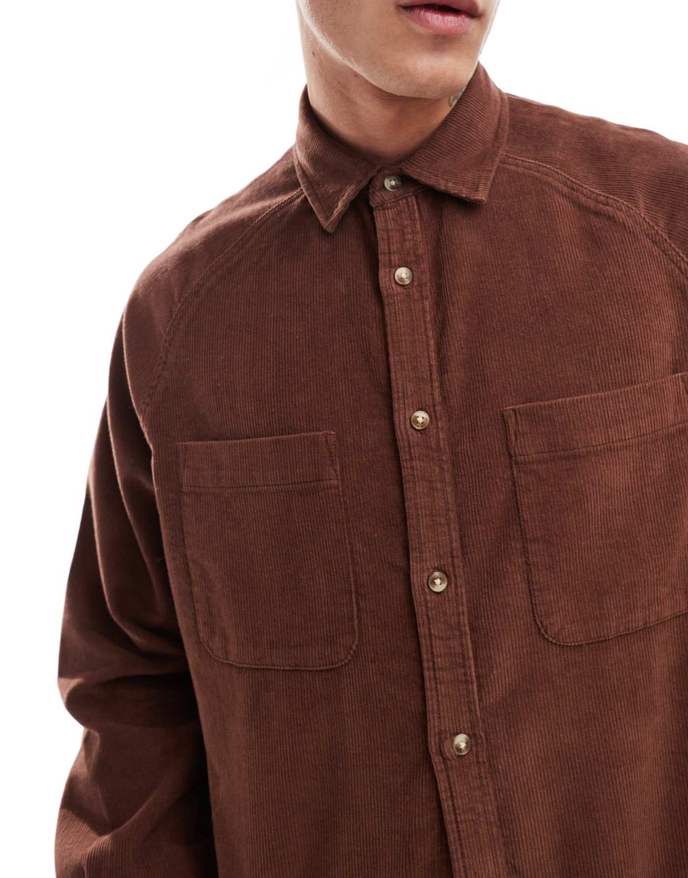 ASOS DESIGN 90's oversized cord shirt in brown