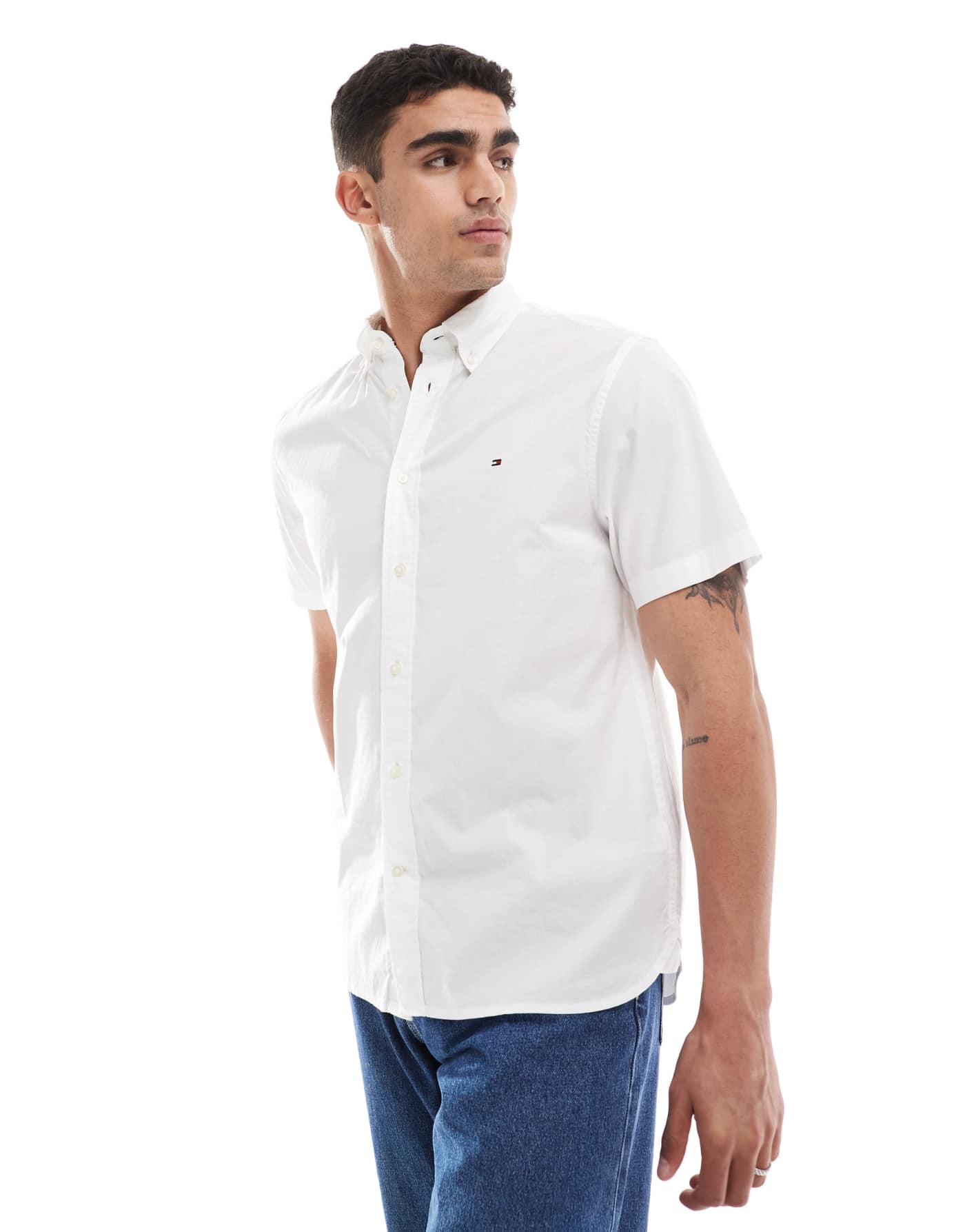 Tommy Hilfiger poplin short sleeve shirt in white