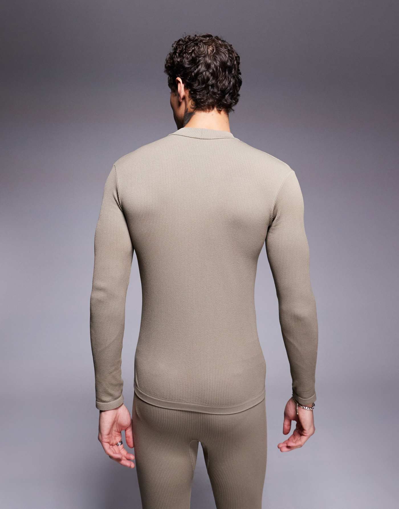 ASOS 4505 Ski seamless thermal mock neck base layer top in clay