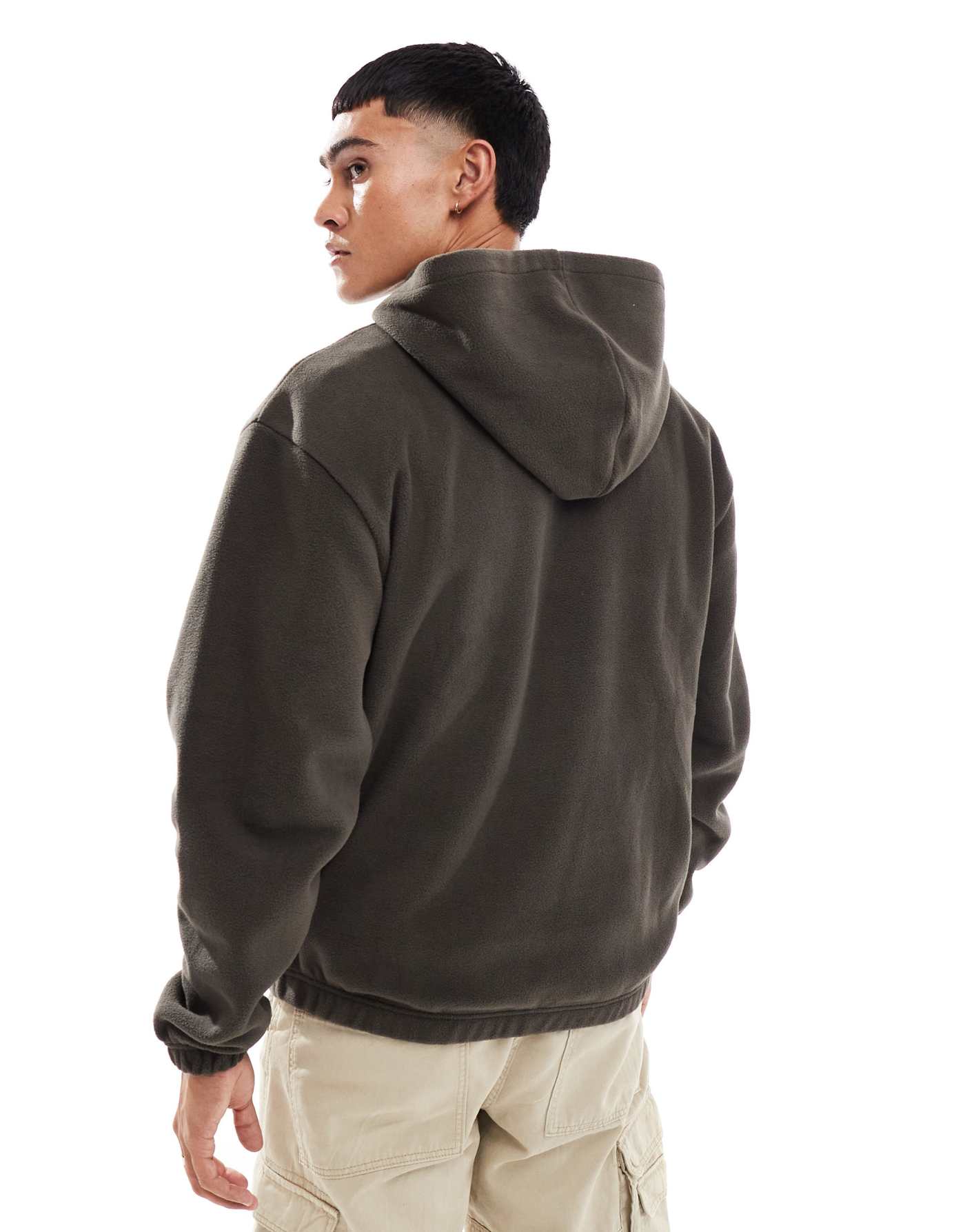 ASOS DESIGN oversized fleece hoodie with funnel neck in dark green