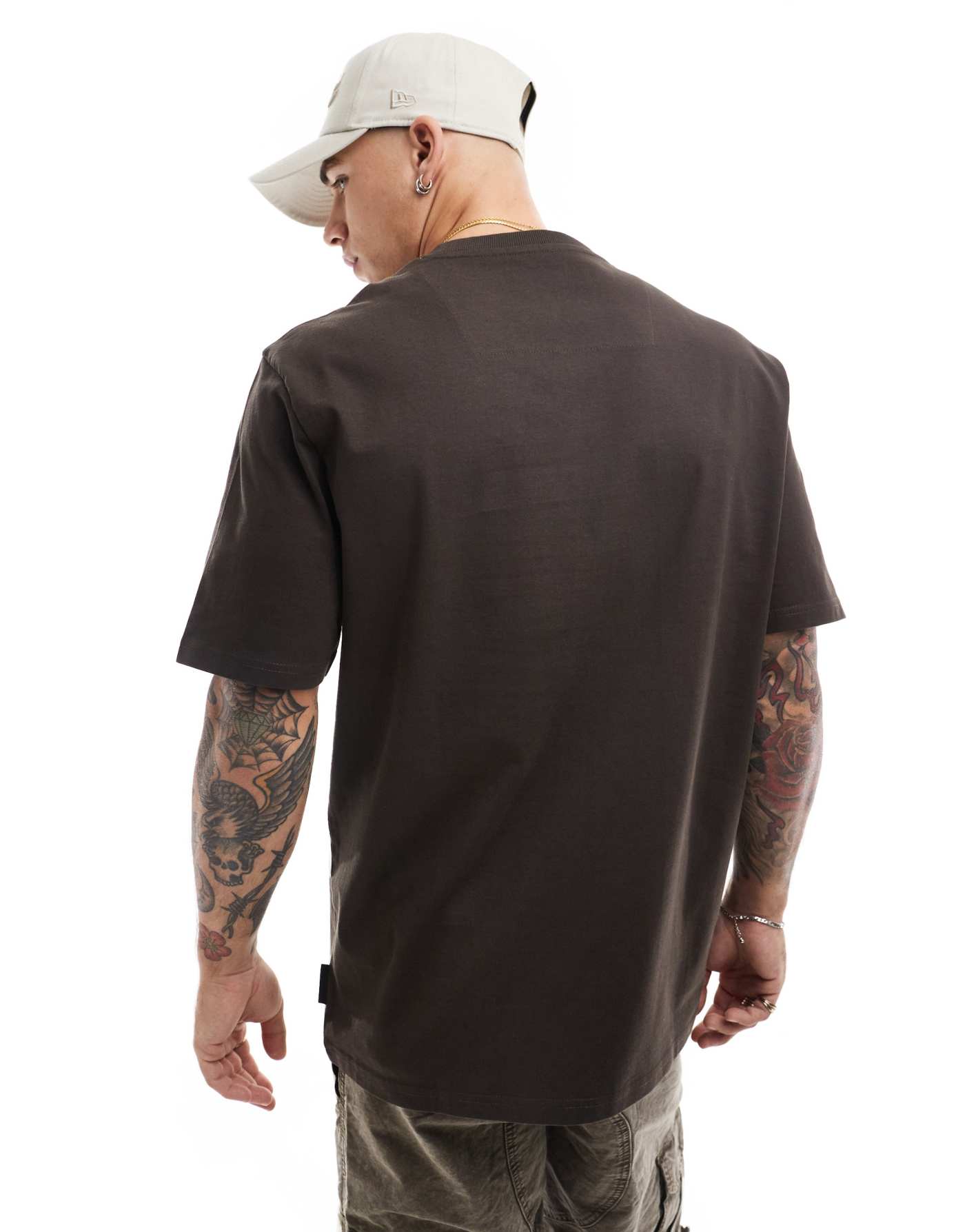 Threadbare oversized chunky rib t-shirt in chocolate brown