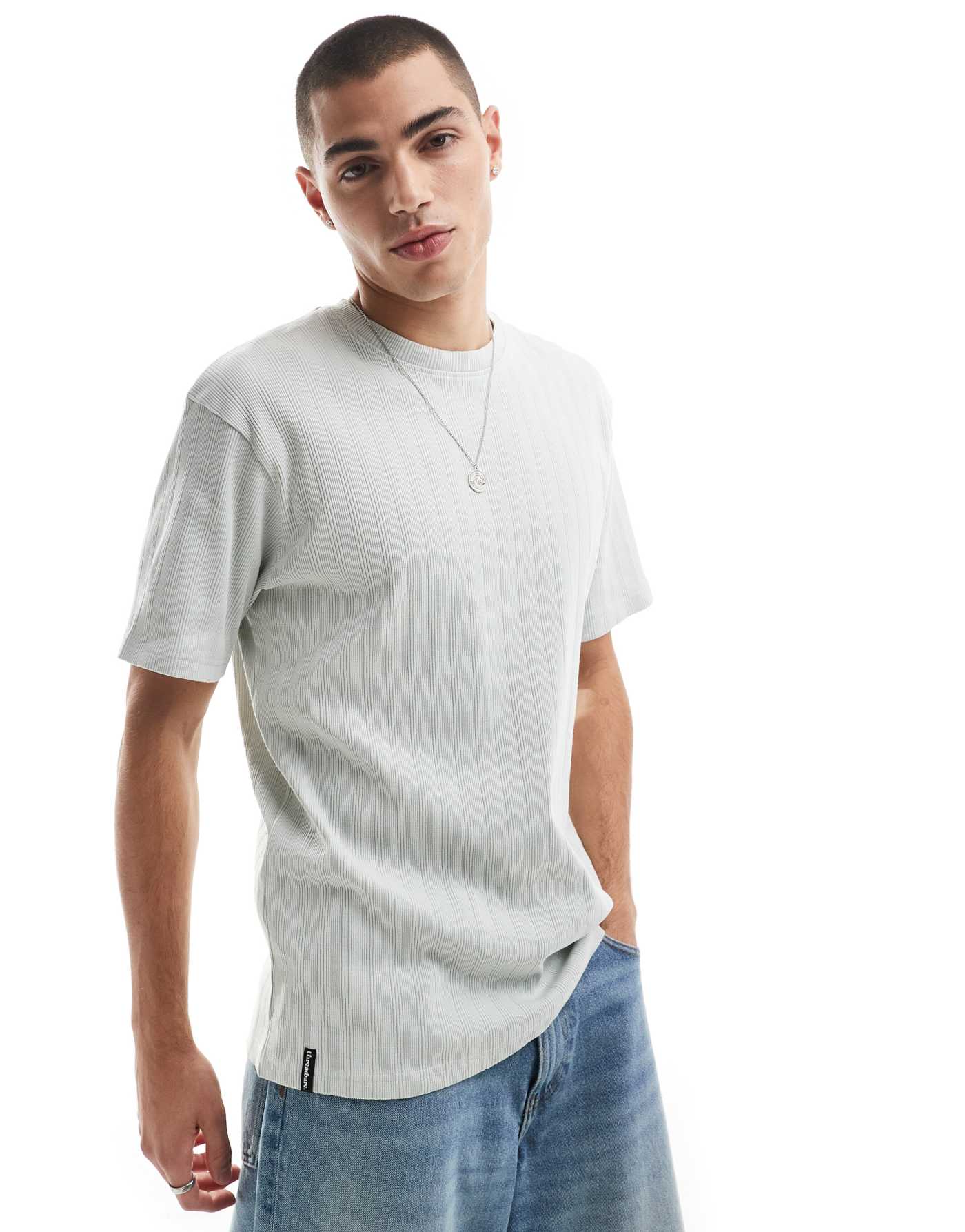 Threadbare ribbed t-shirt in light grey