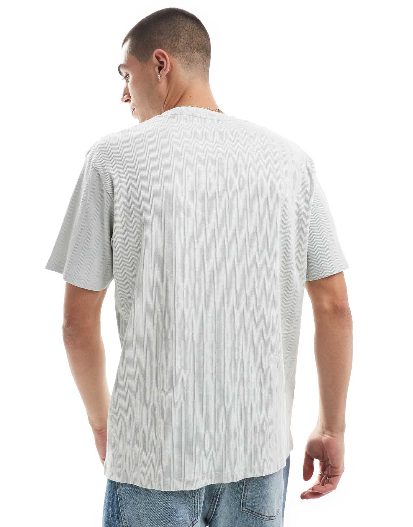 Threadbare ribbed t-shirt in light grey