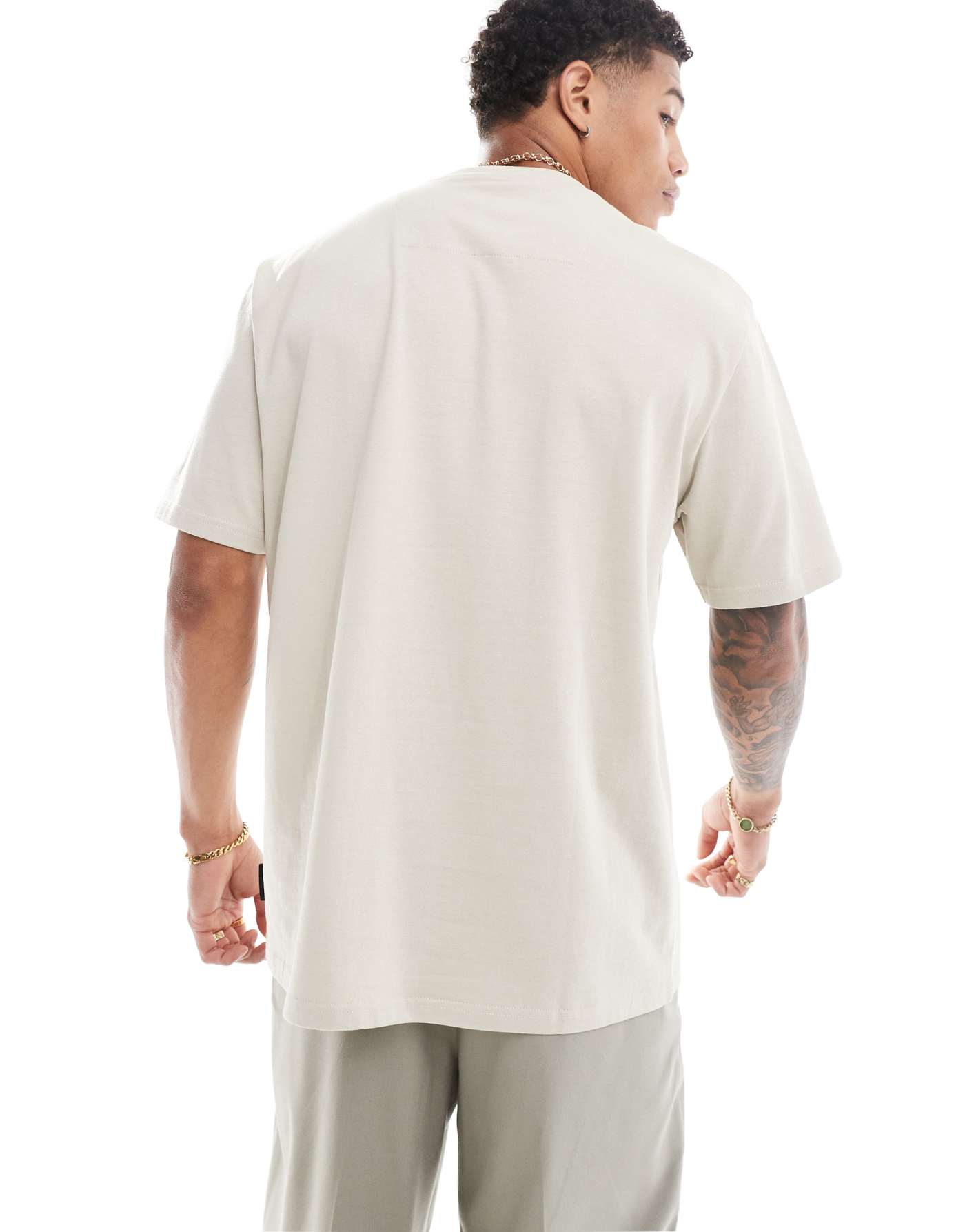 Threadbare oversized chunky rib t-shirt in light grey