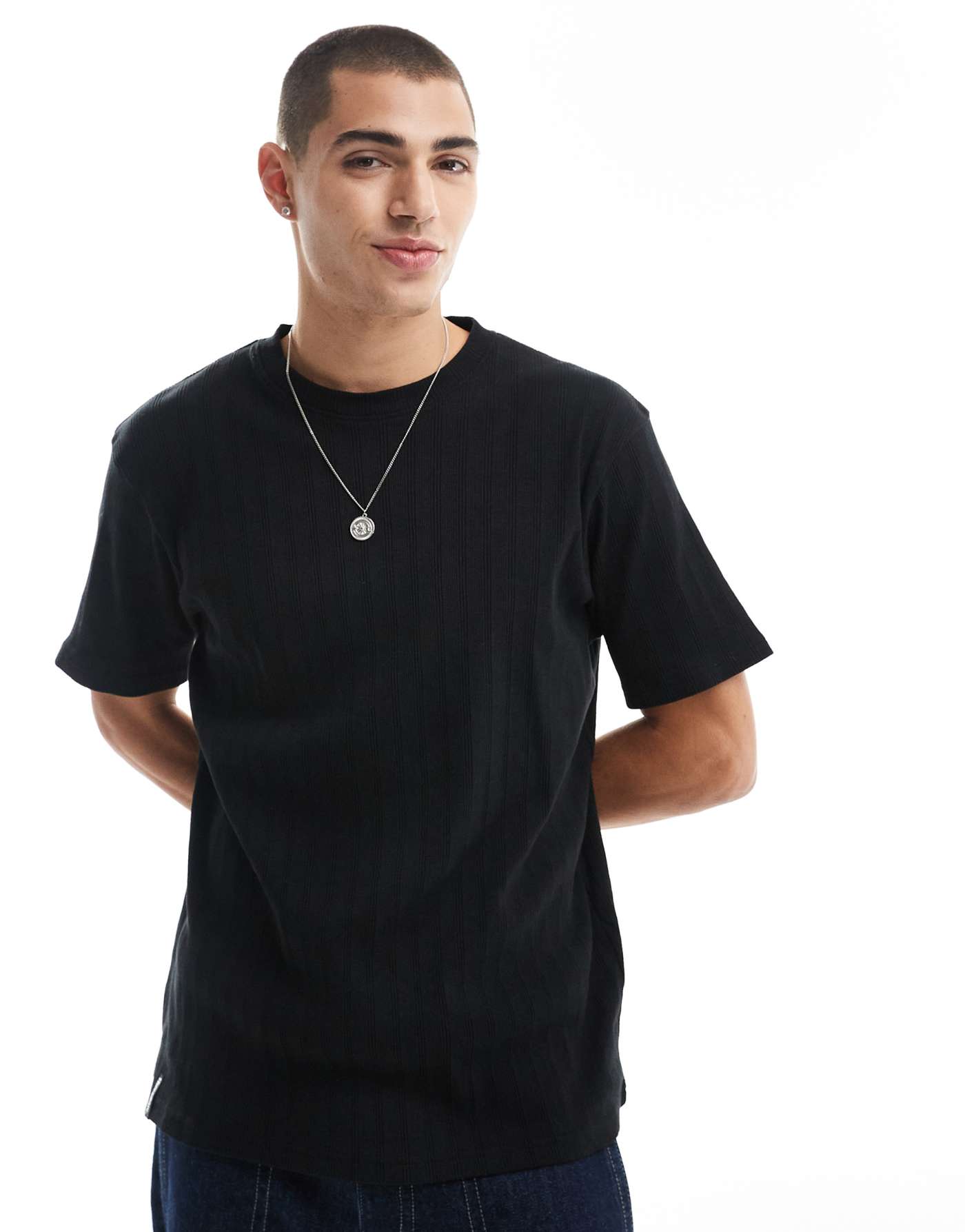 Threadbare ribbed t-shirt in black