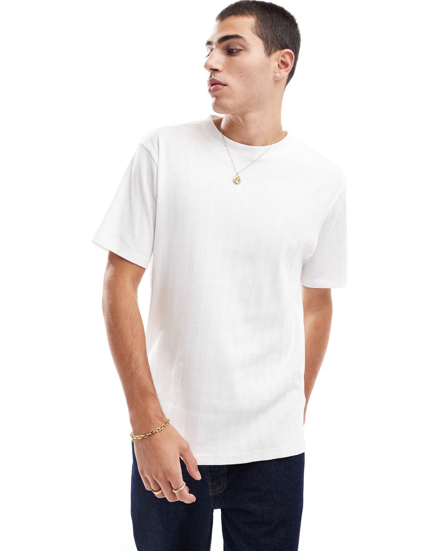 Threadbare ribbed t-shirt in white