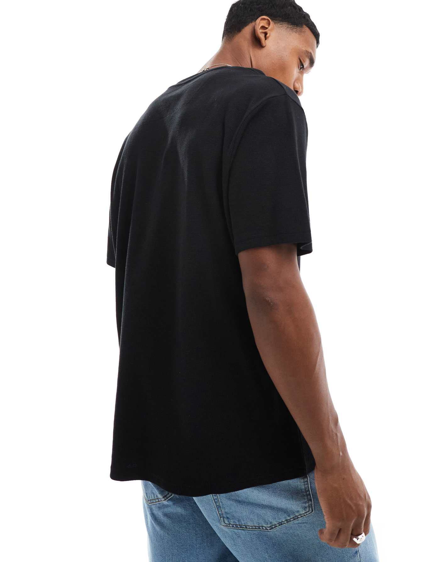 Threadbare oversized textured t-shirt in black