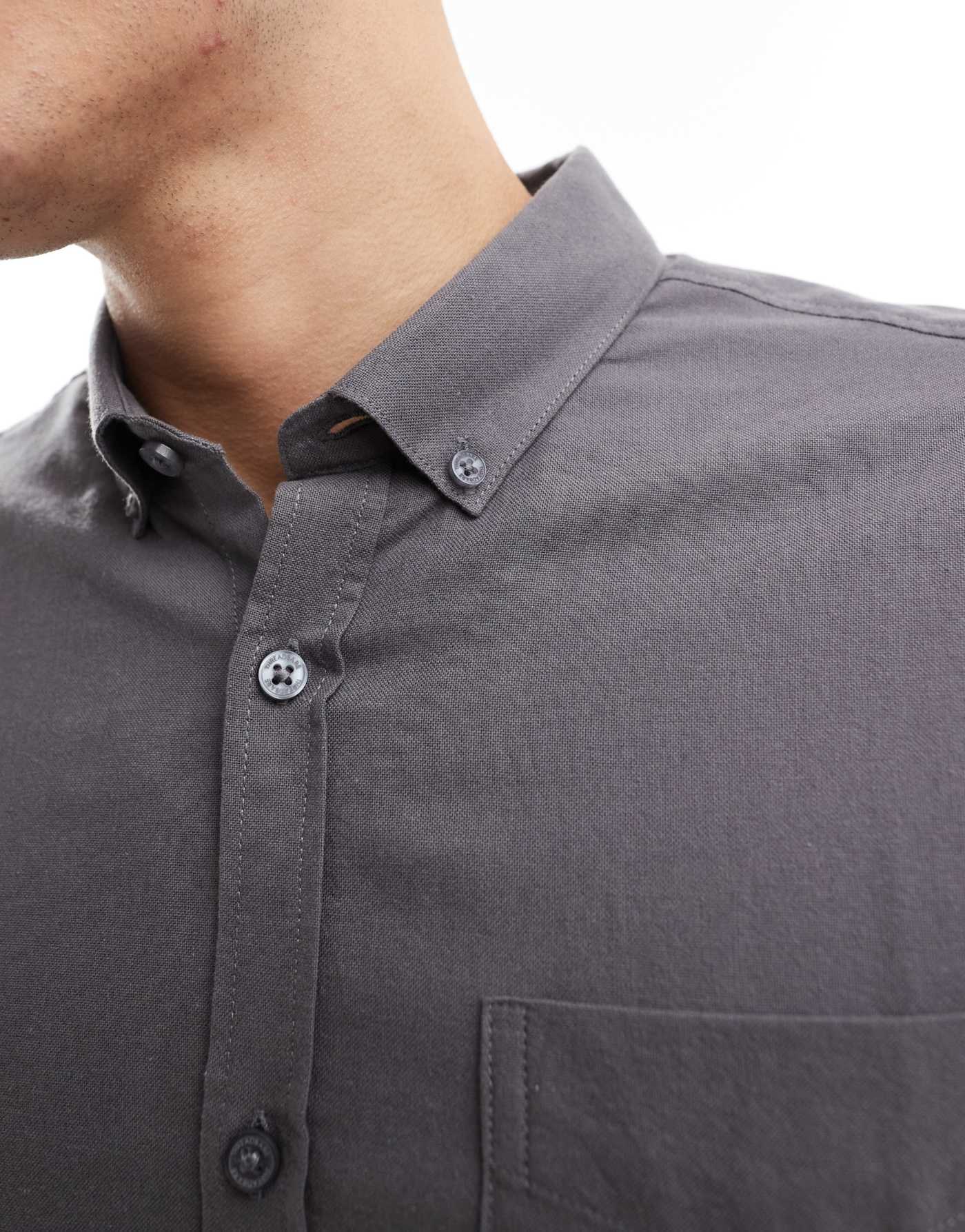 Threadbare oxford shirt in slate grey