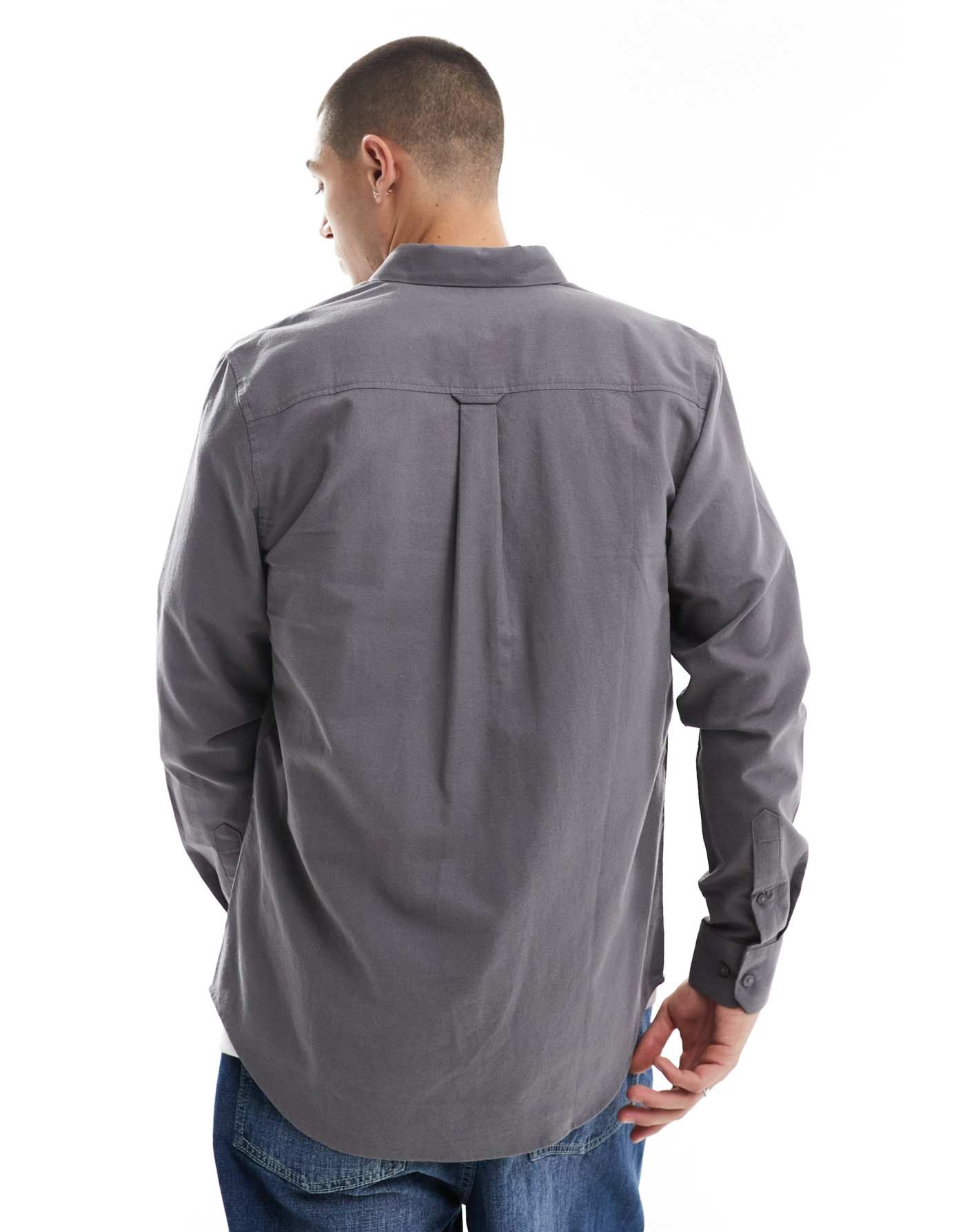 Threadbare oxford shirt in slate grey