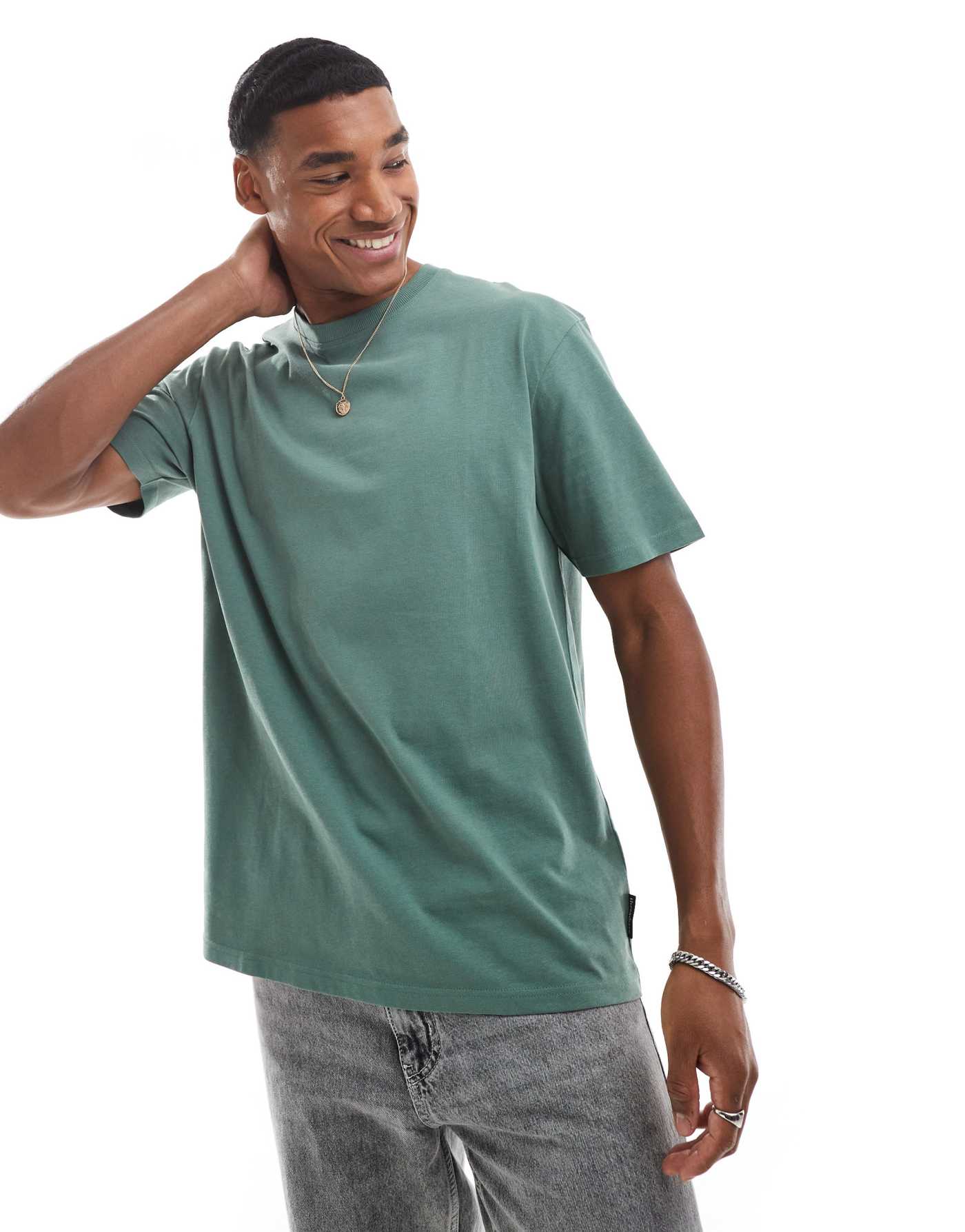 Threadbare oversized t-shirt in dark forest green