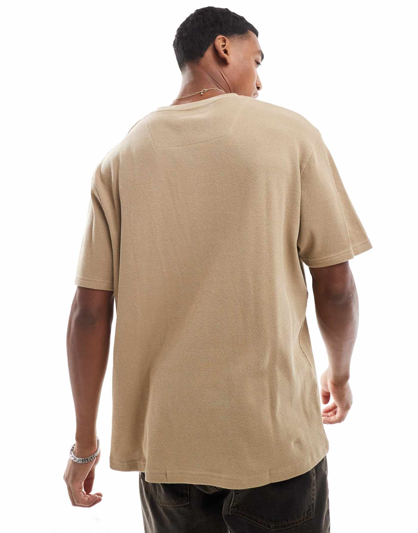 Threadbare oversized textured t-shirt in mushroom