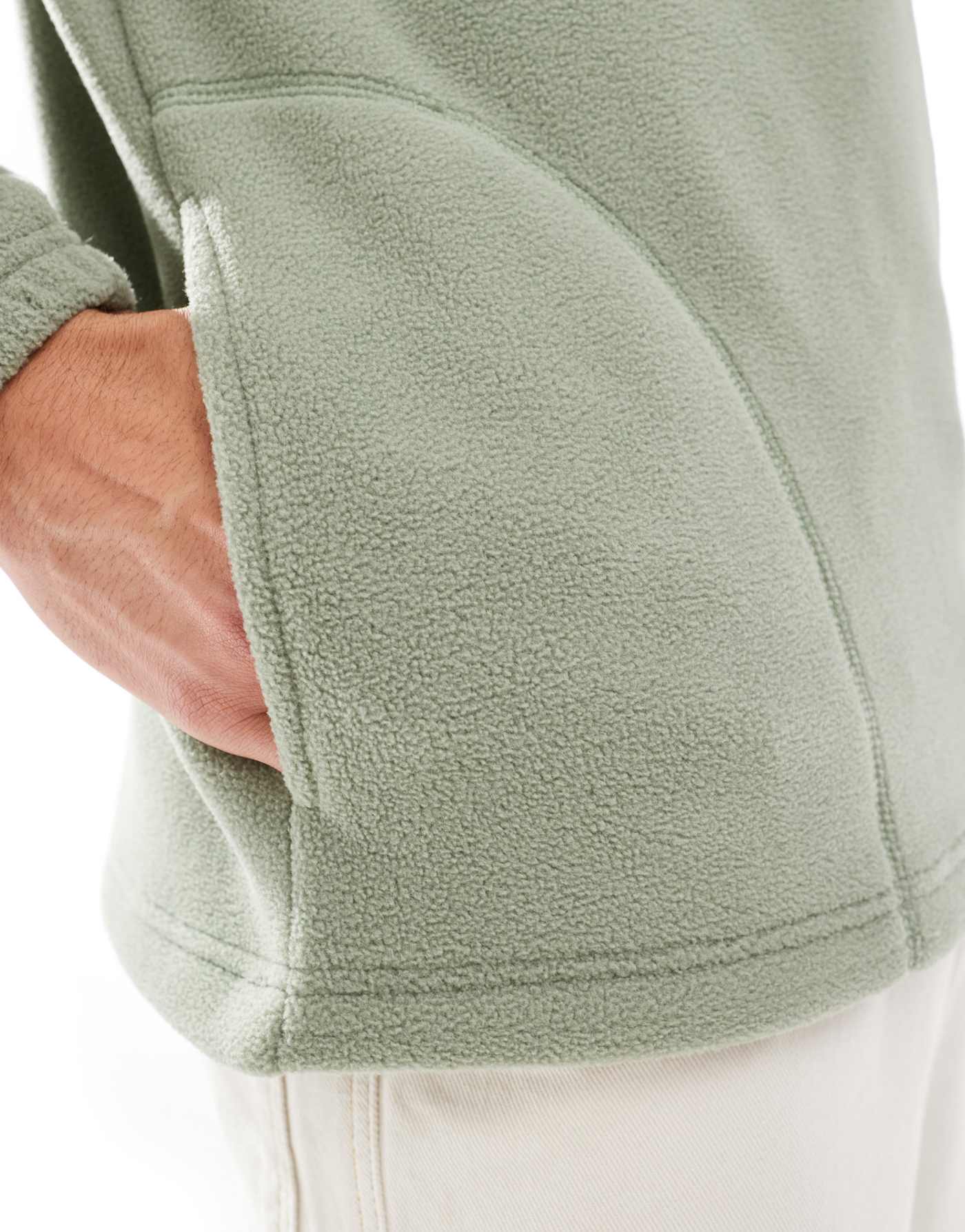 Brave Soul oversized fleece half zip sweatshirt in sage green