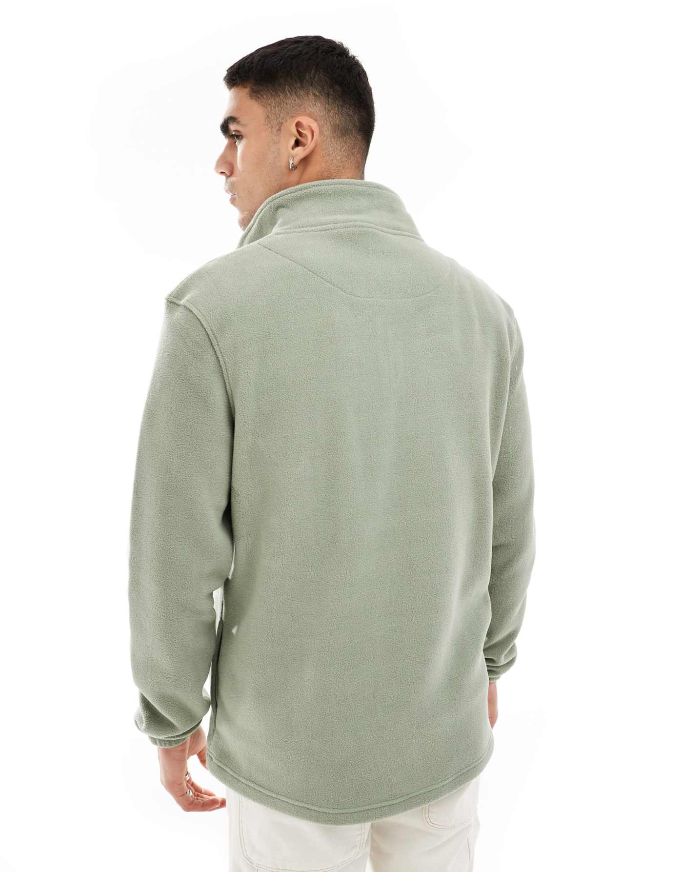 Brave Soul oversized fleece half zip sweatshirt in sage green