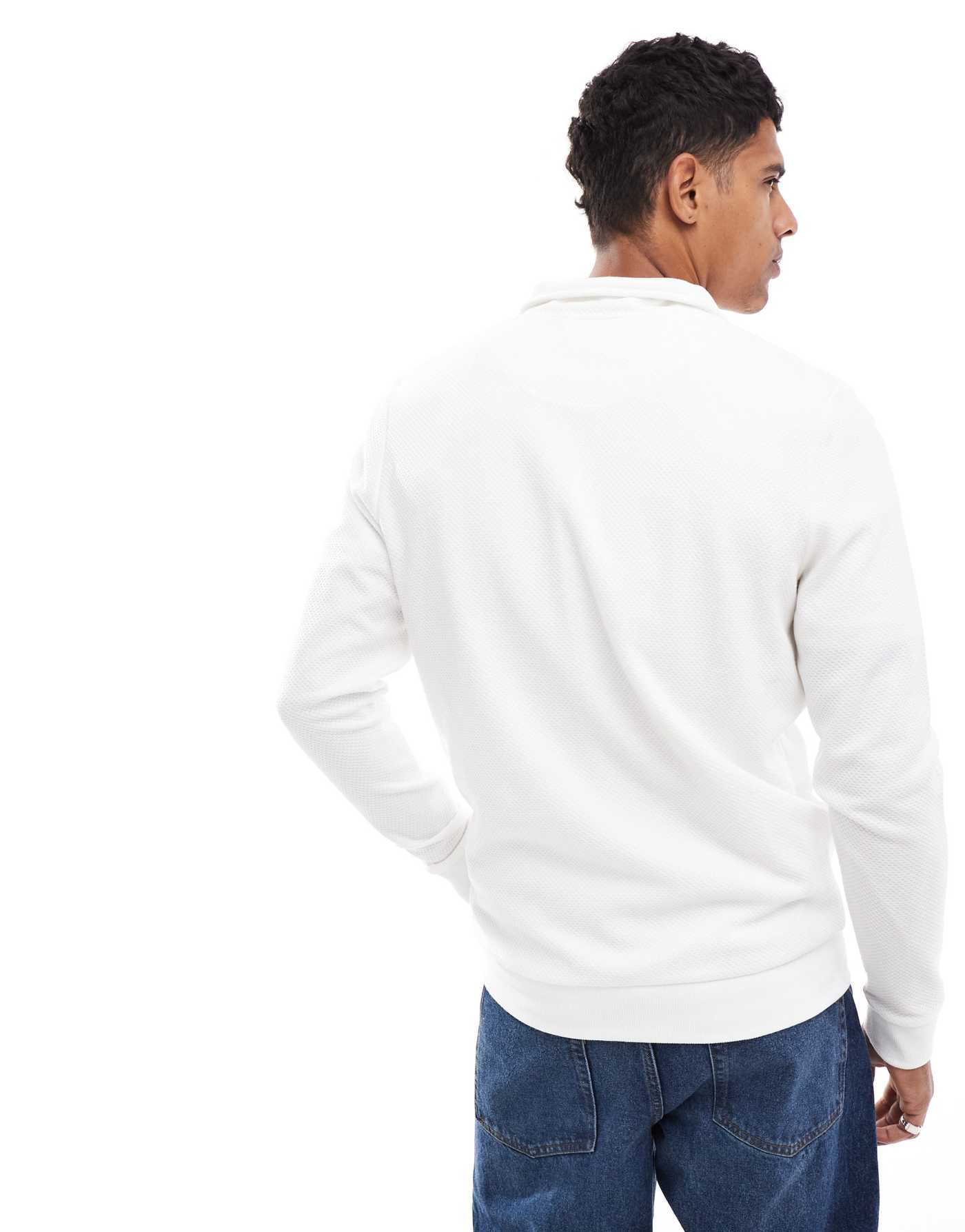 Brave Soul textured half zip sweatshirt in cream