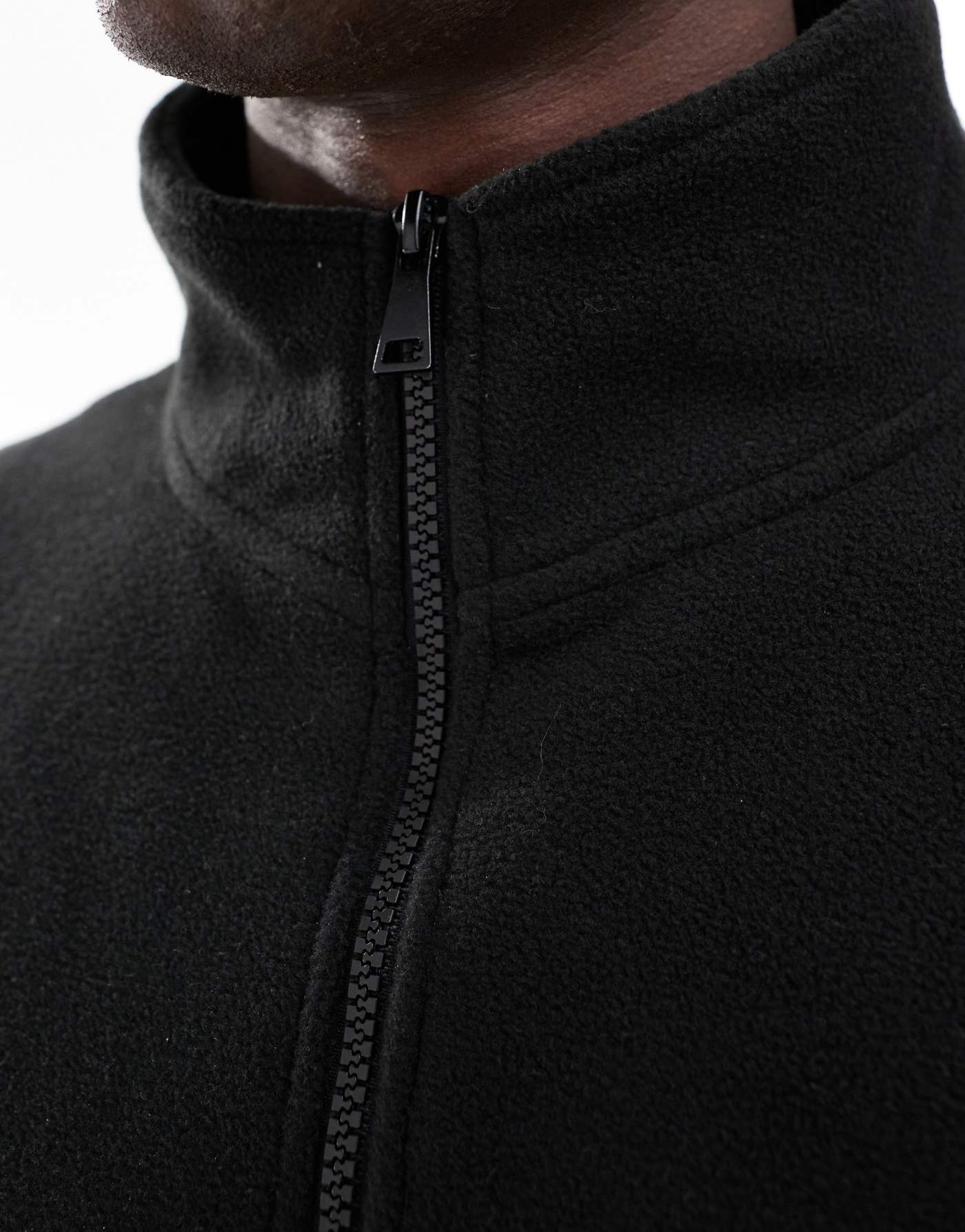 Brave Soul oversized fleece half zip sweatshirt in black