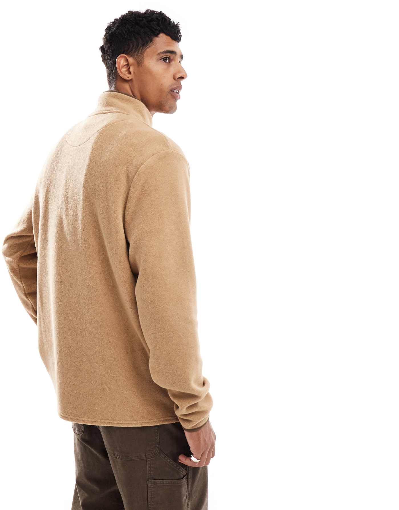 Brave Soul funnel neck fleece with in tan