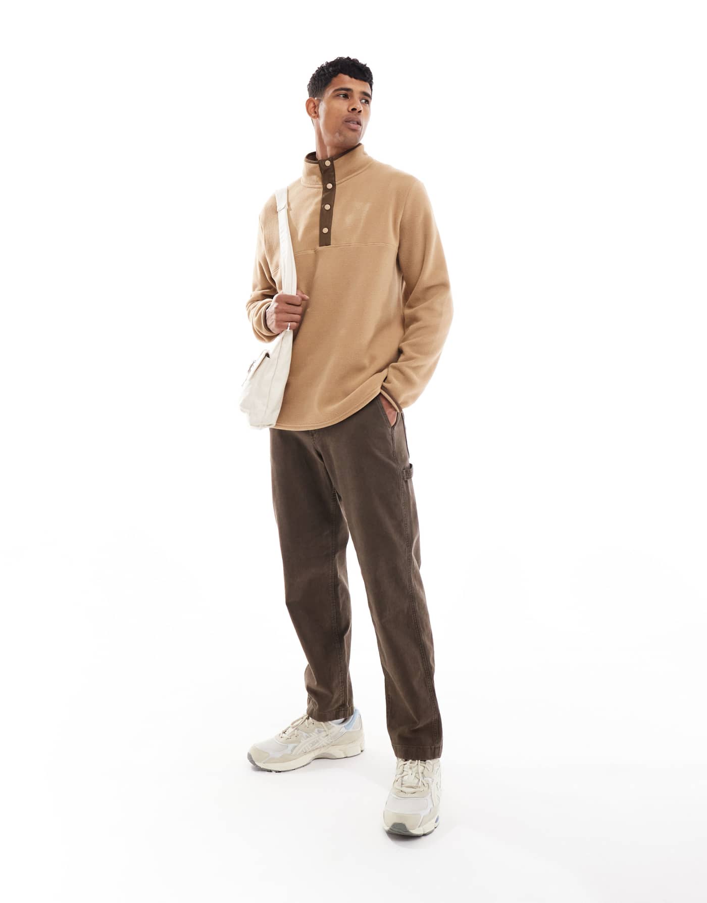 Brave Soul funnel neck fleece with in tan