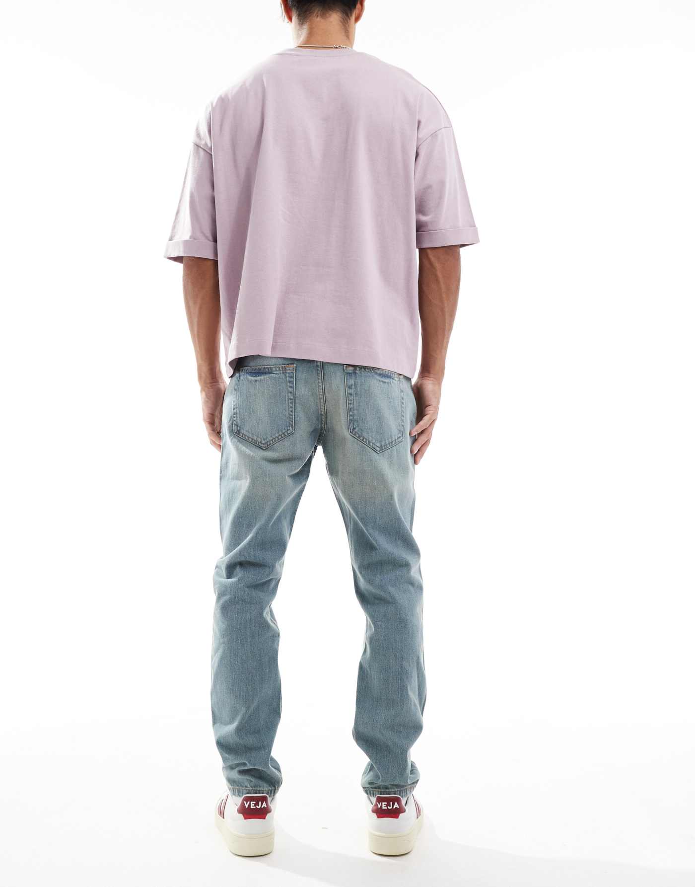 DTT rigid slim fit jeans in mid blue vintage tint