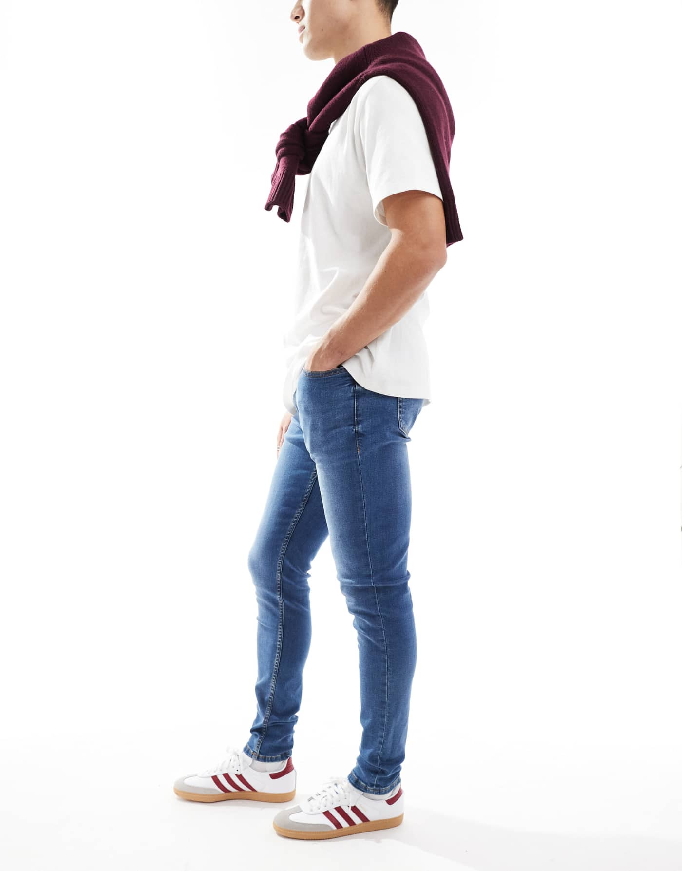 DTT stretch super skinny jeans in mid blue