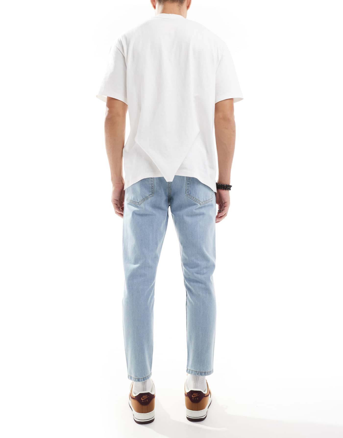 DTT rigid cropped tapered fit jeans in light blue