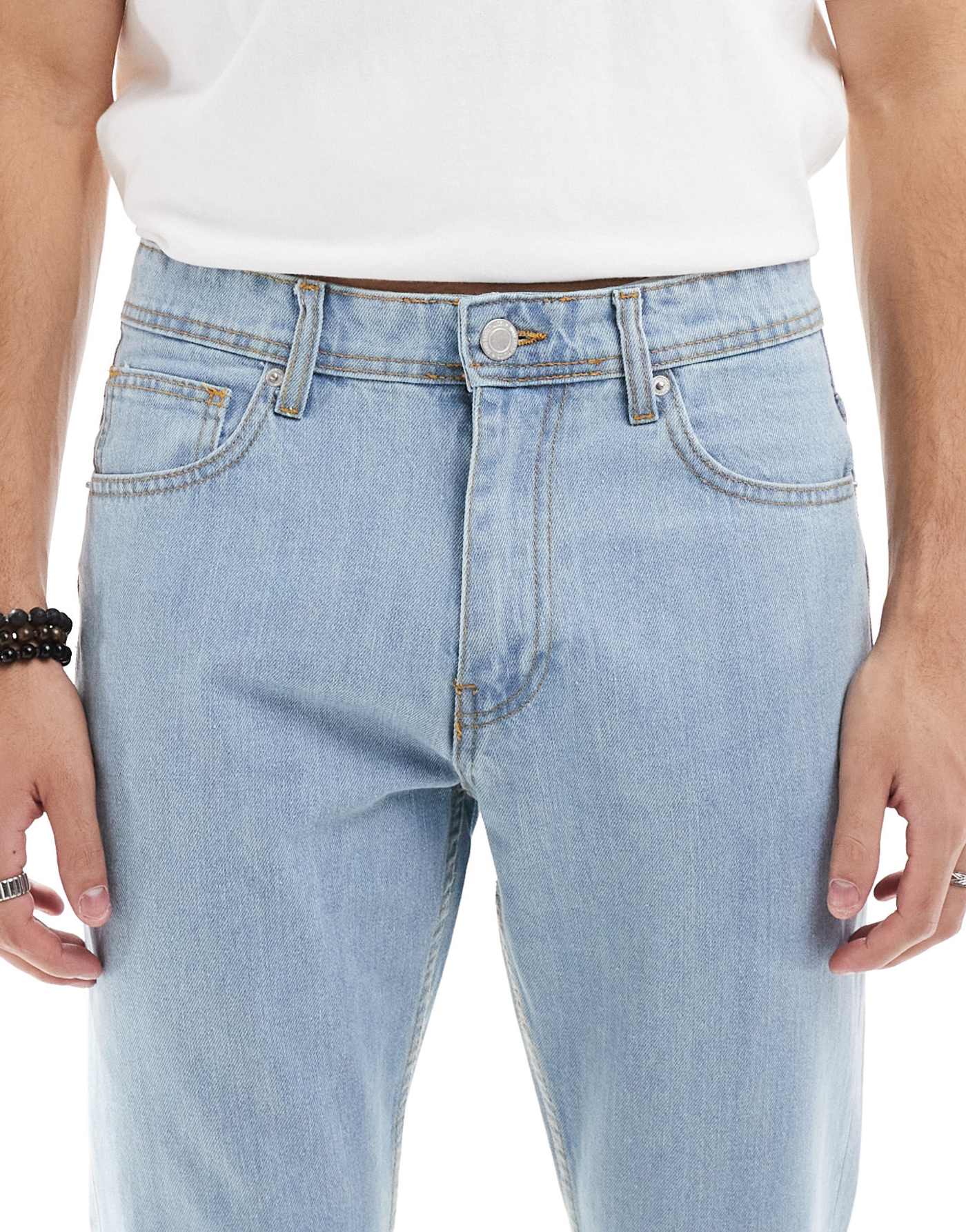 DTT rigid cropped tapered fit jeans in light blue