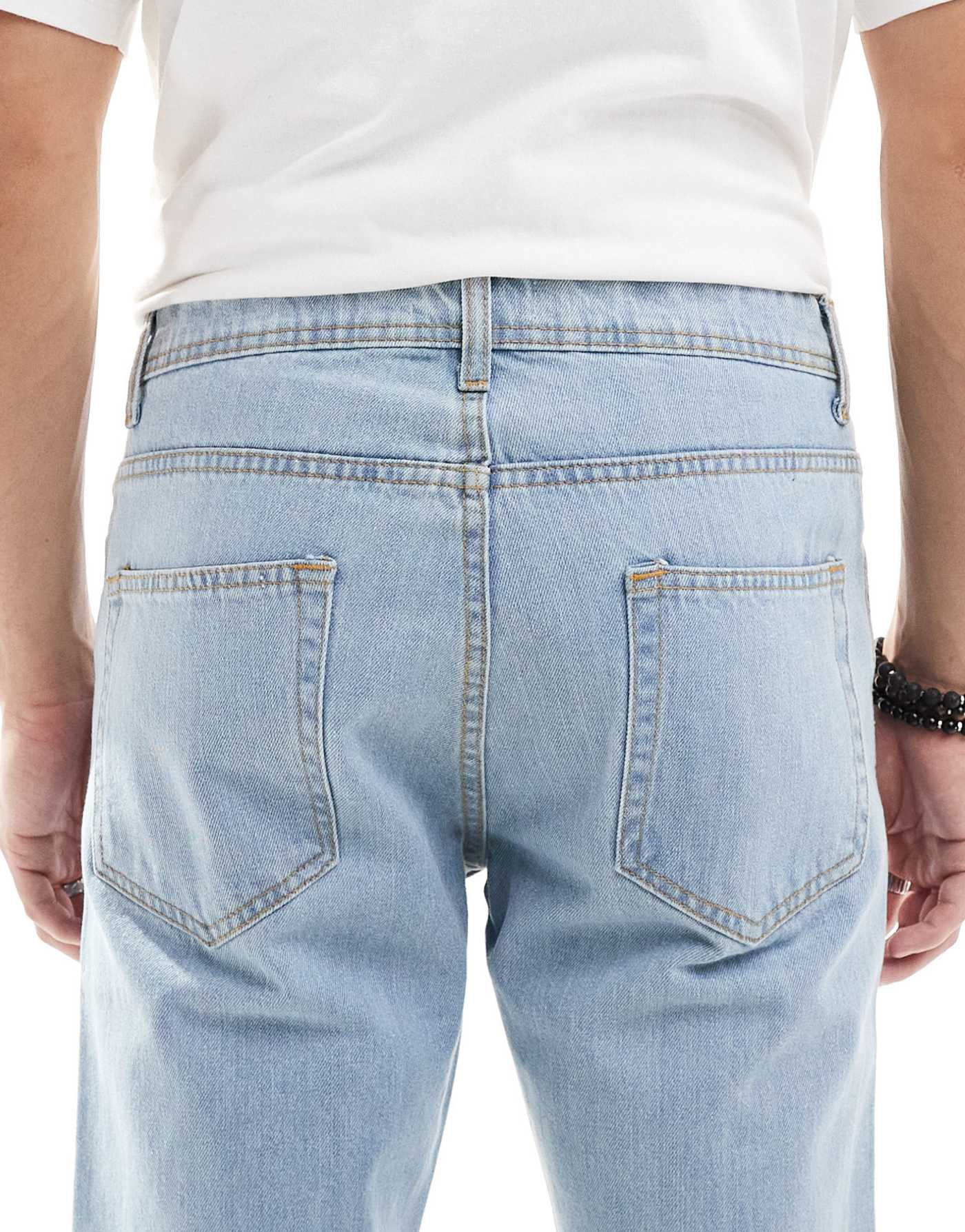 DTT rigid cropped tapered fit jeans in light blue