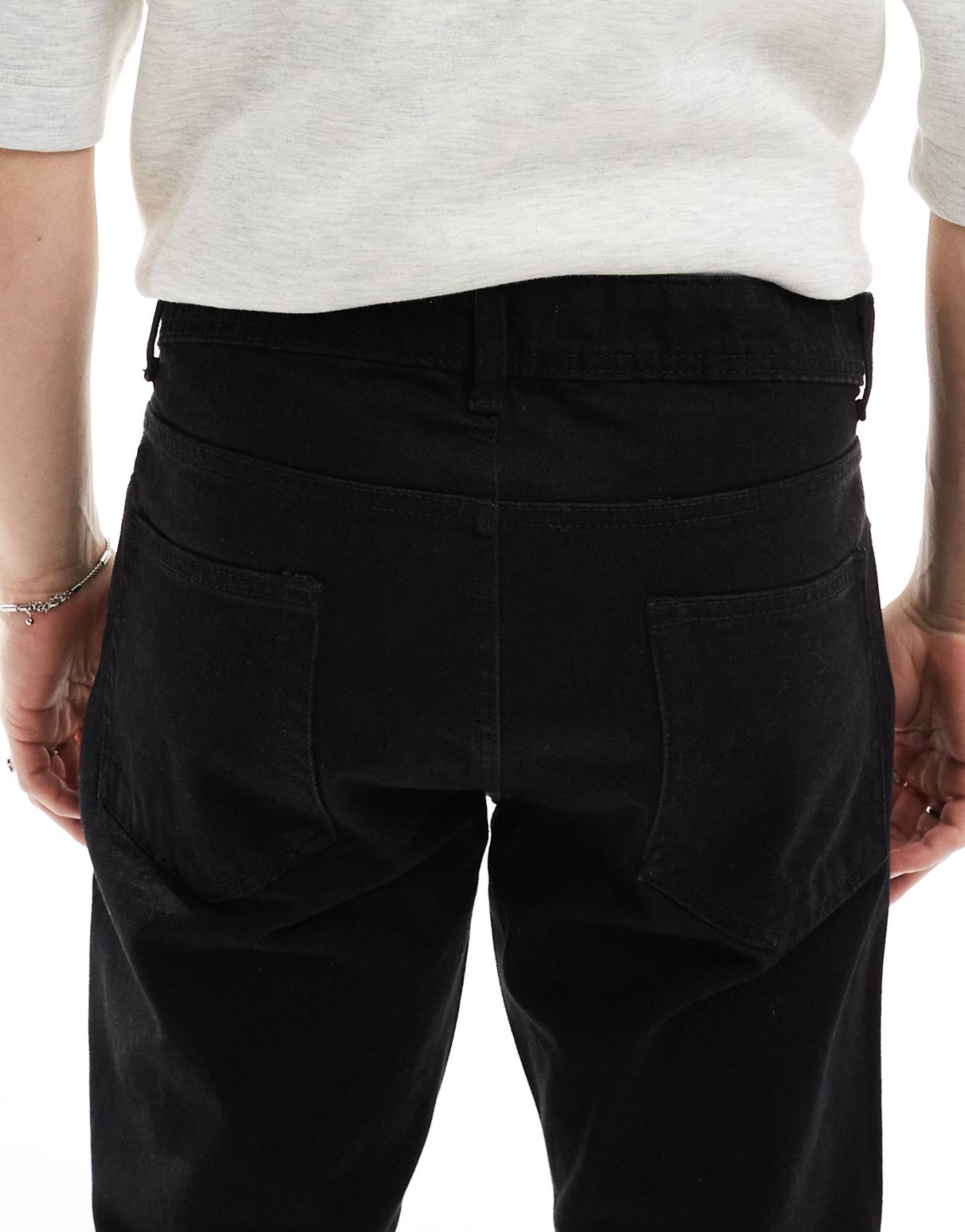 DTT rigid cropped tapered fit jeans in black