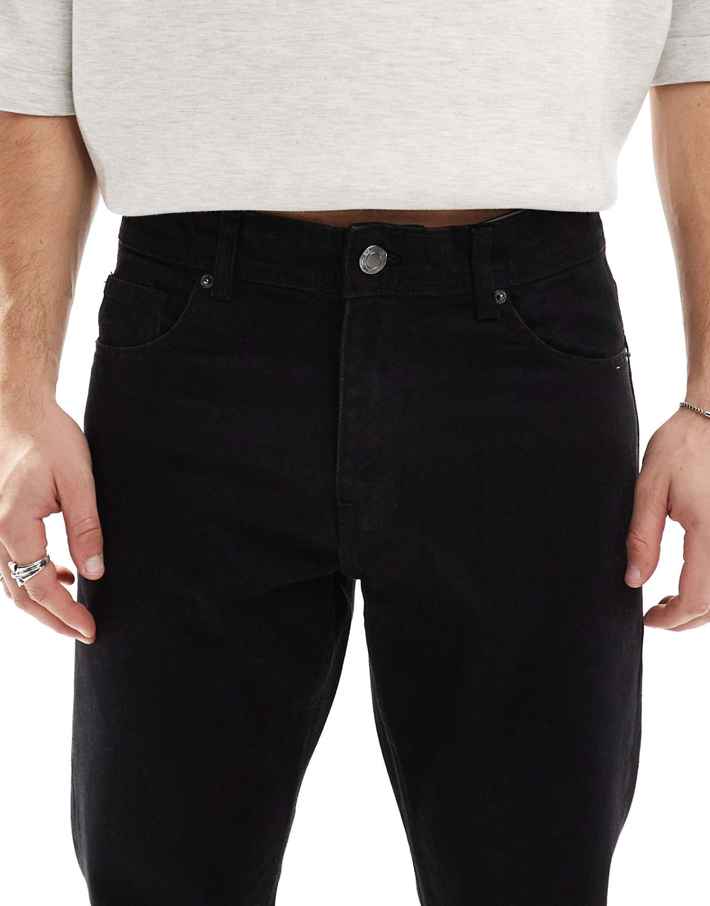 DTT rigid cropped tapered fit jeans in black