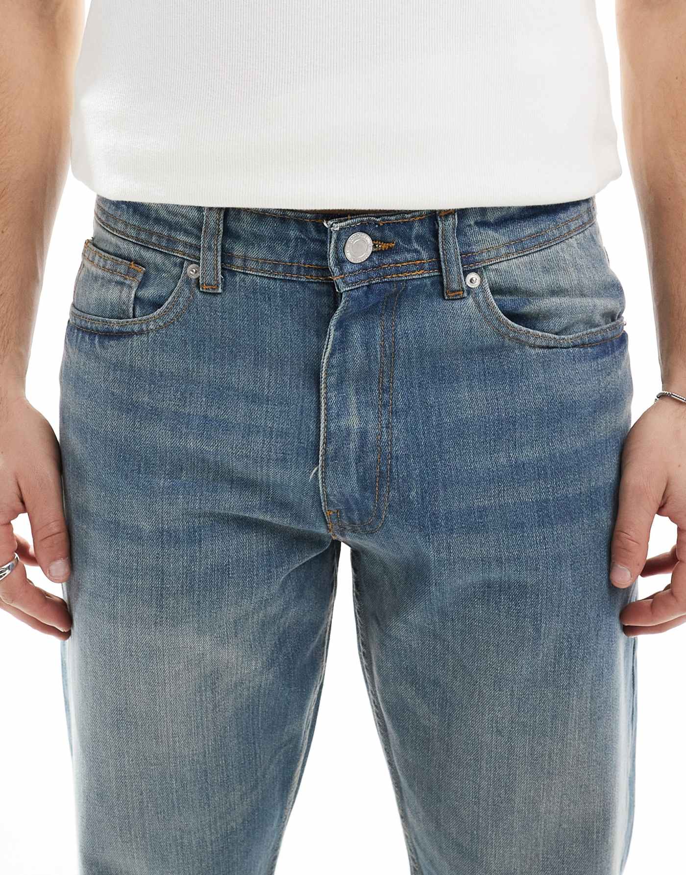 DTT rigid straight fit jeans in dark blue vintage tint