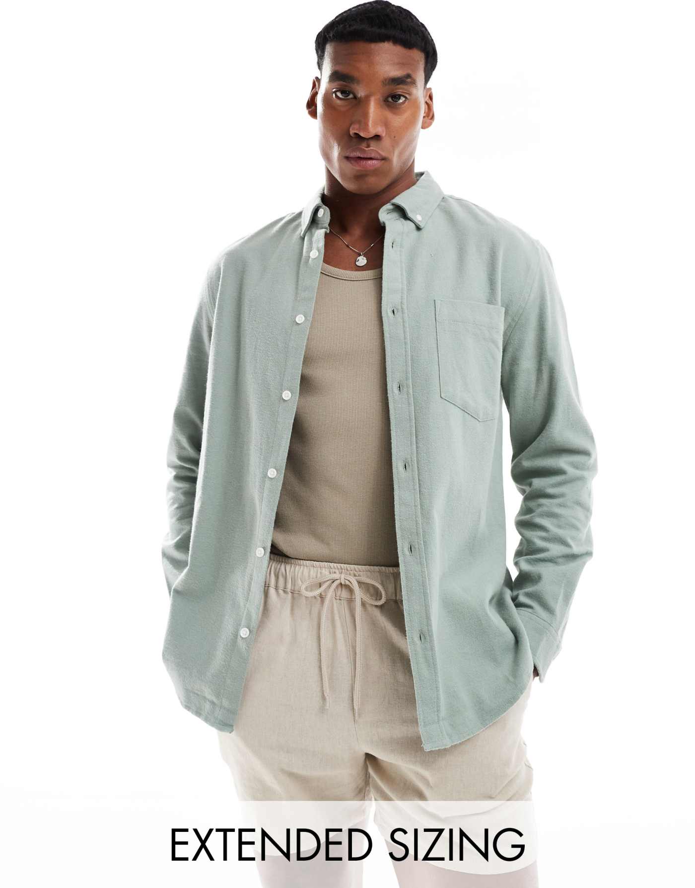 ASOS DESIGN brushed oxford shirt in green