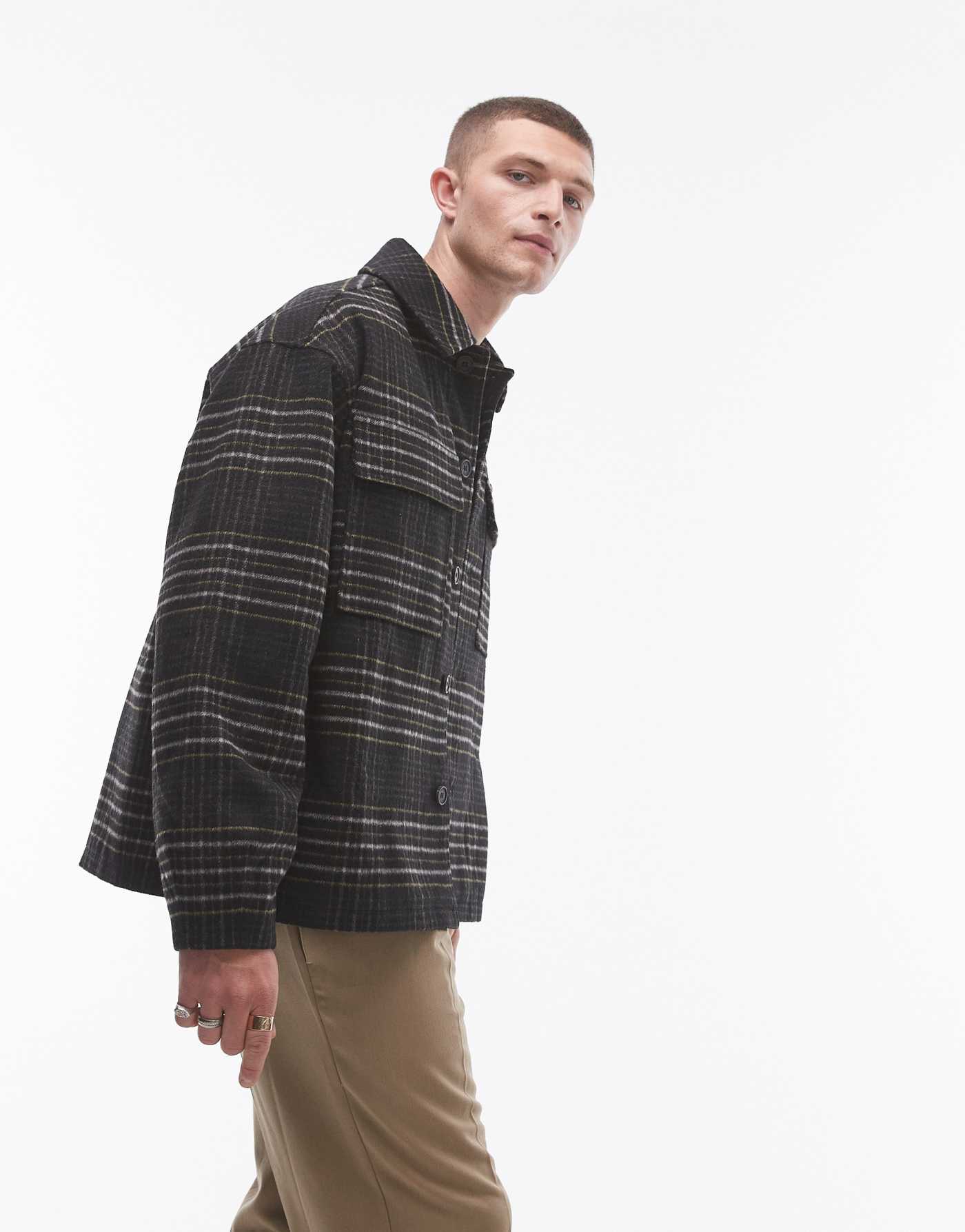 Topman lined check shacket