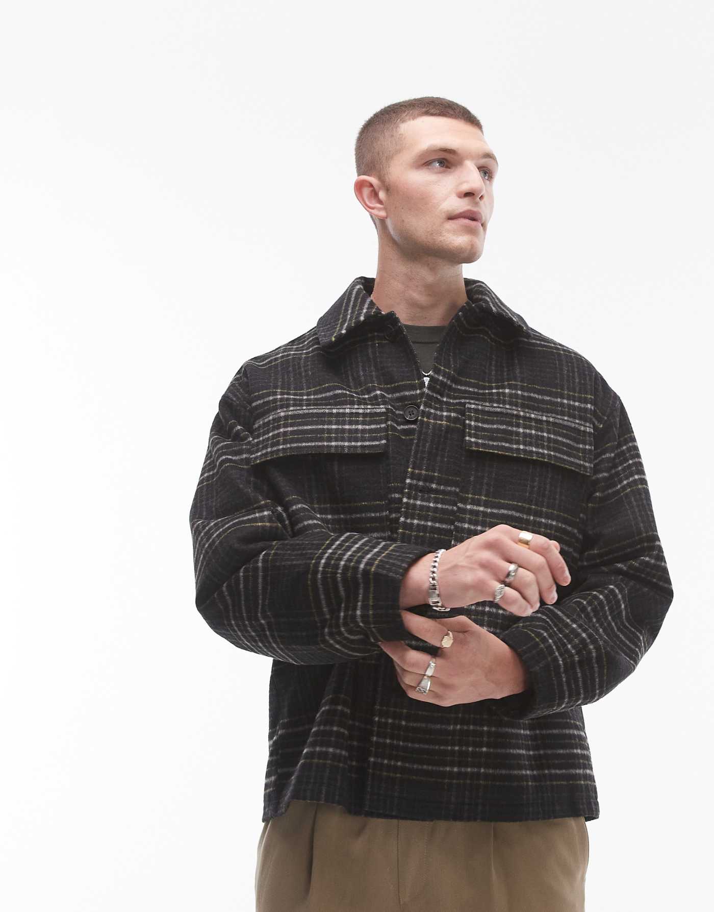 Topman lined check shacket