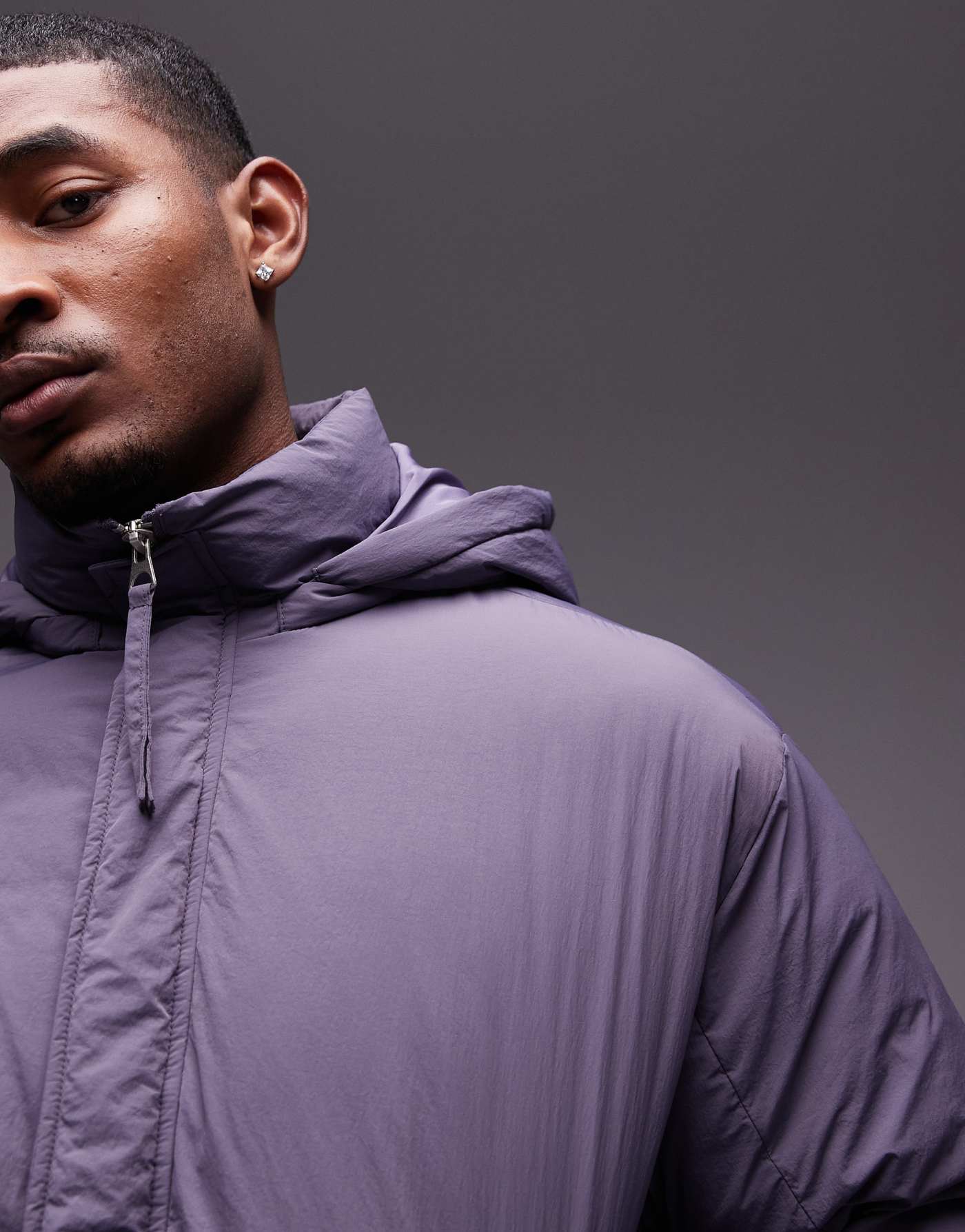 Topman collared puffer jacket in purple